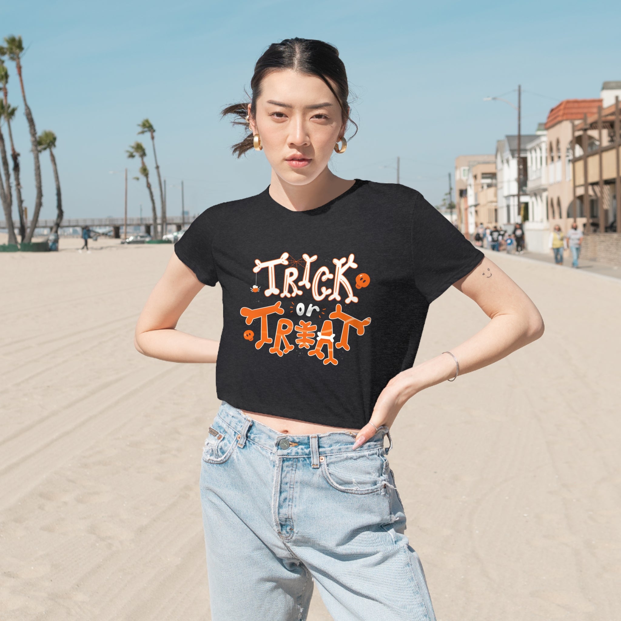 Halloween Trick or Treat | Women's Flowy Cropped Tee