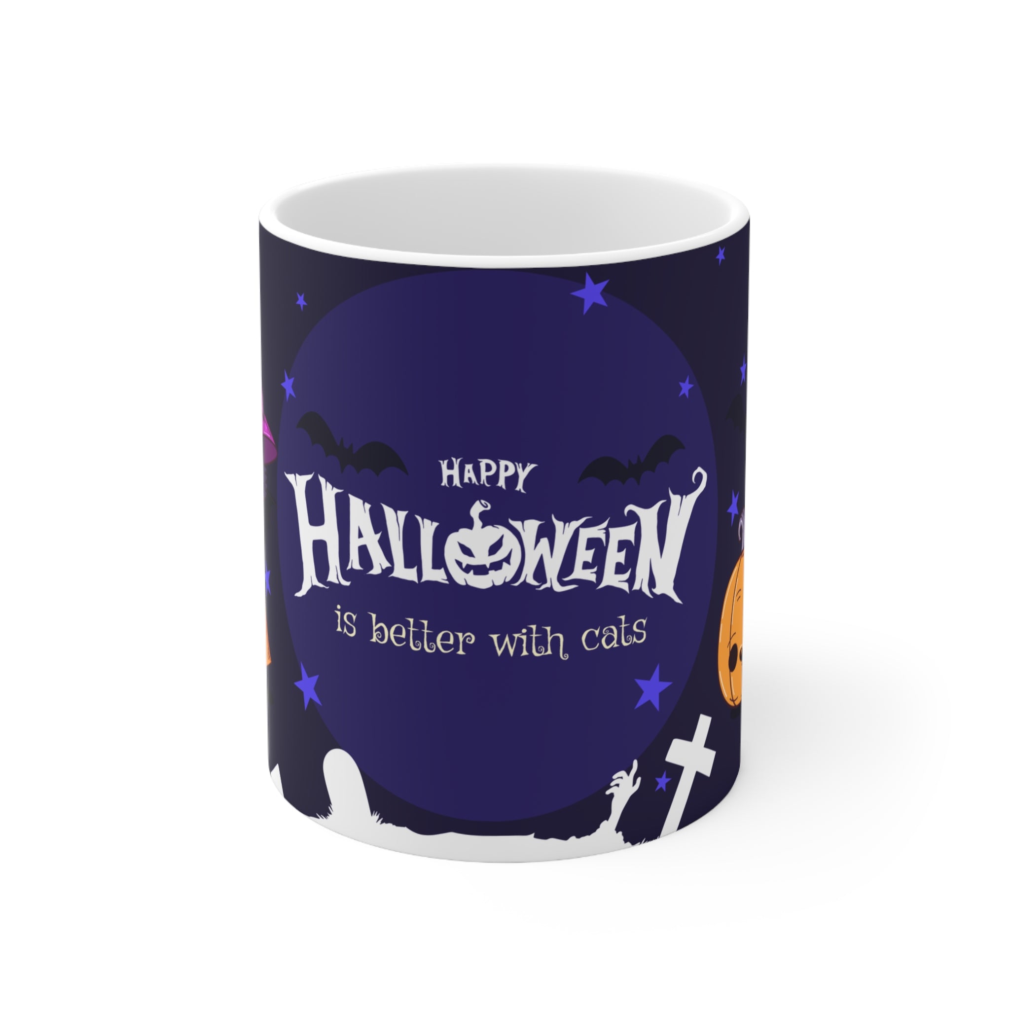 Happy Halloween with Witch's Cats | Ceramic Coffee Cups