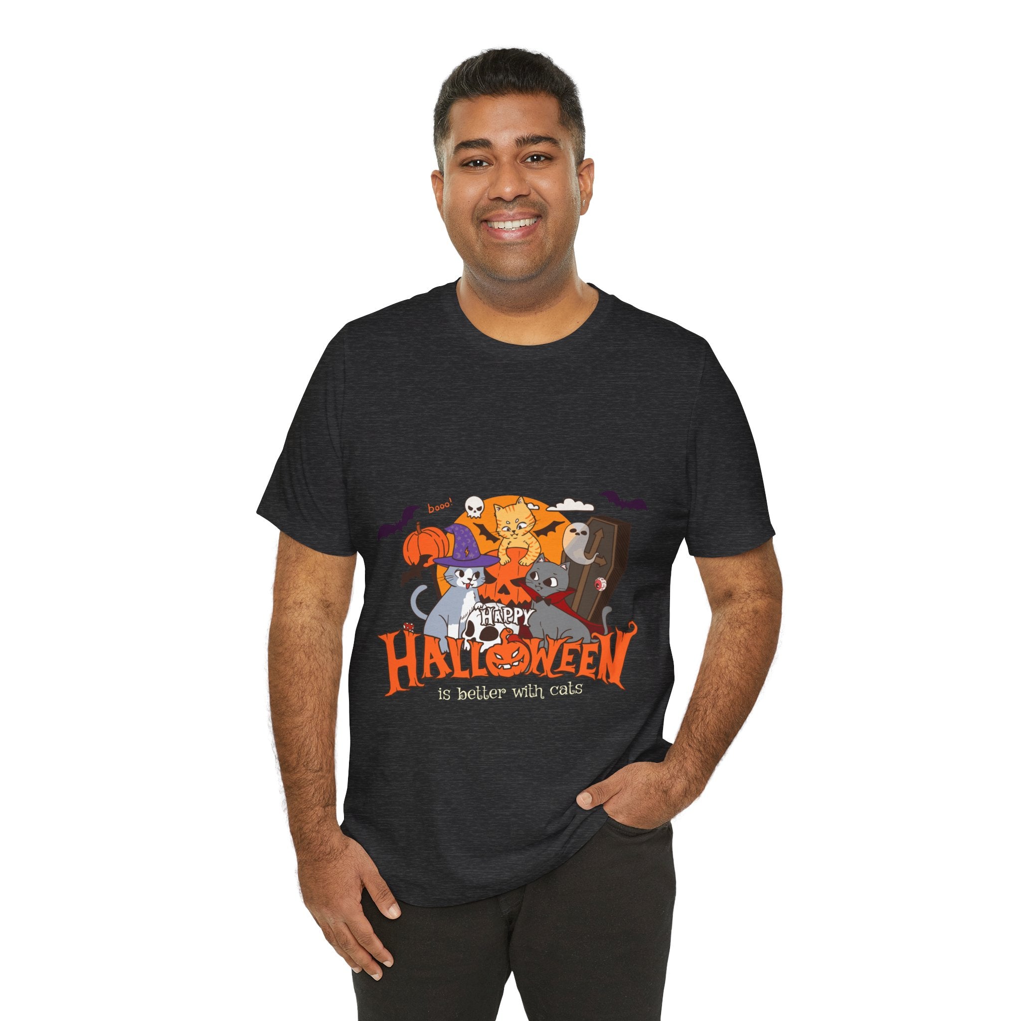 Halloween is Better with Cats | Unisex Jersey Short Sleeve Tee