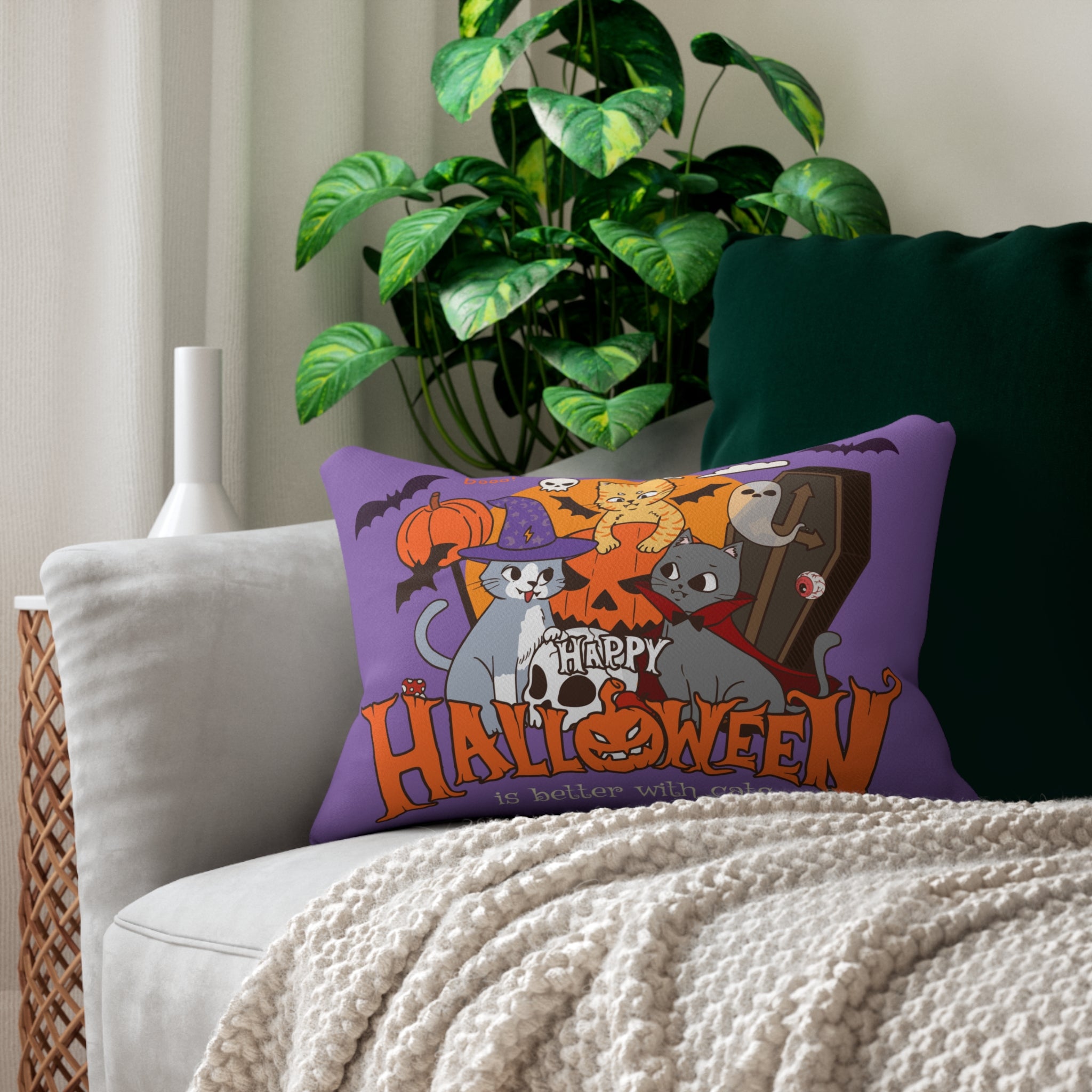 Halloween is Better with Cats | Spun Polyester Lumbar Pillow