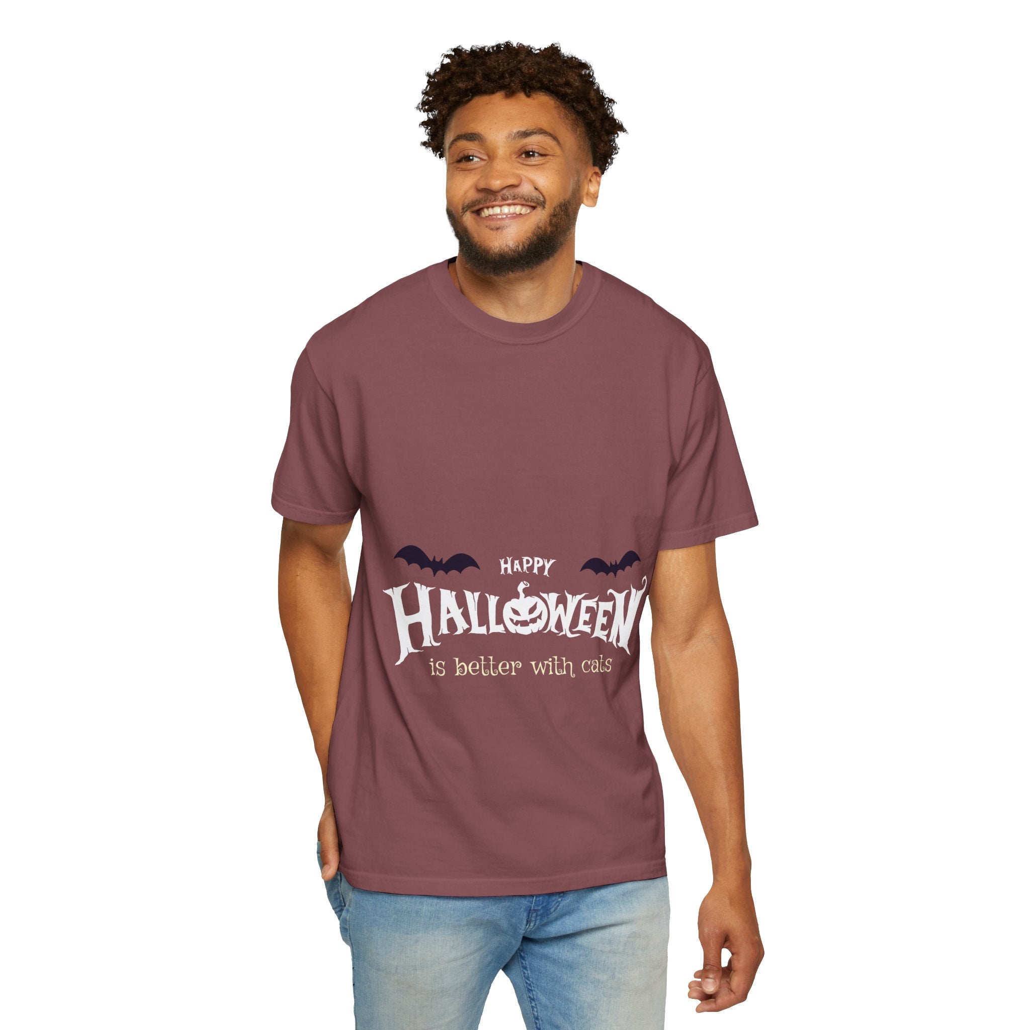 Halloween with Witch's Cats | Unisex Garment-Dyed T-shirt