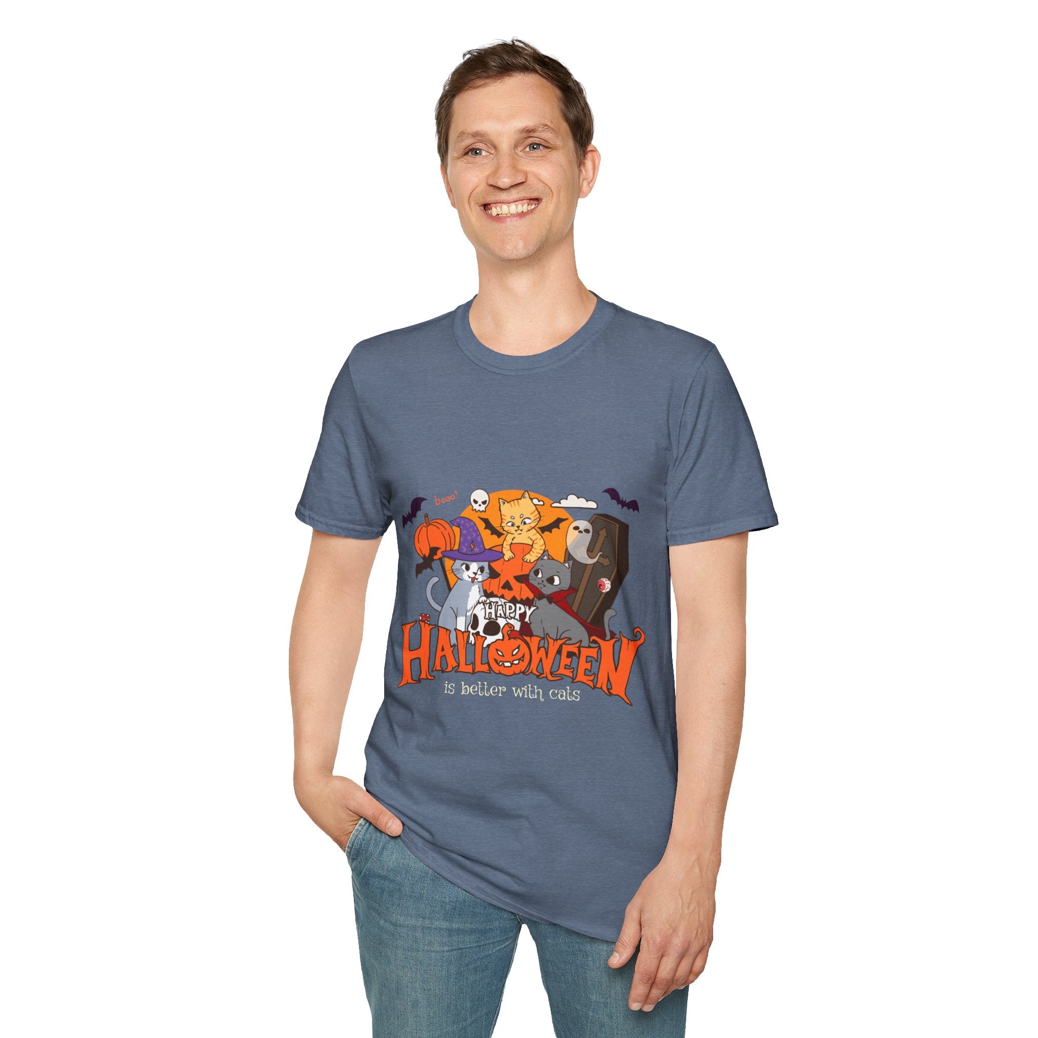 Halloween is Better with Cats | Unisex Softstyle T-Shirt