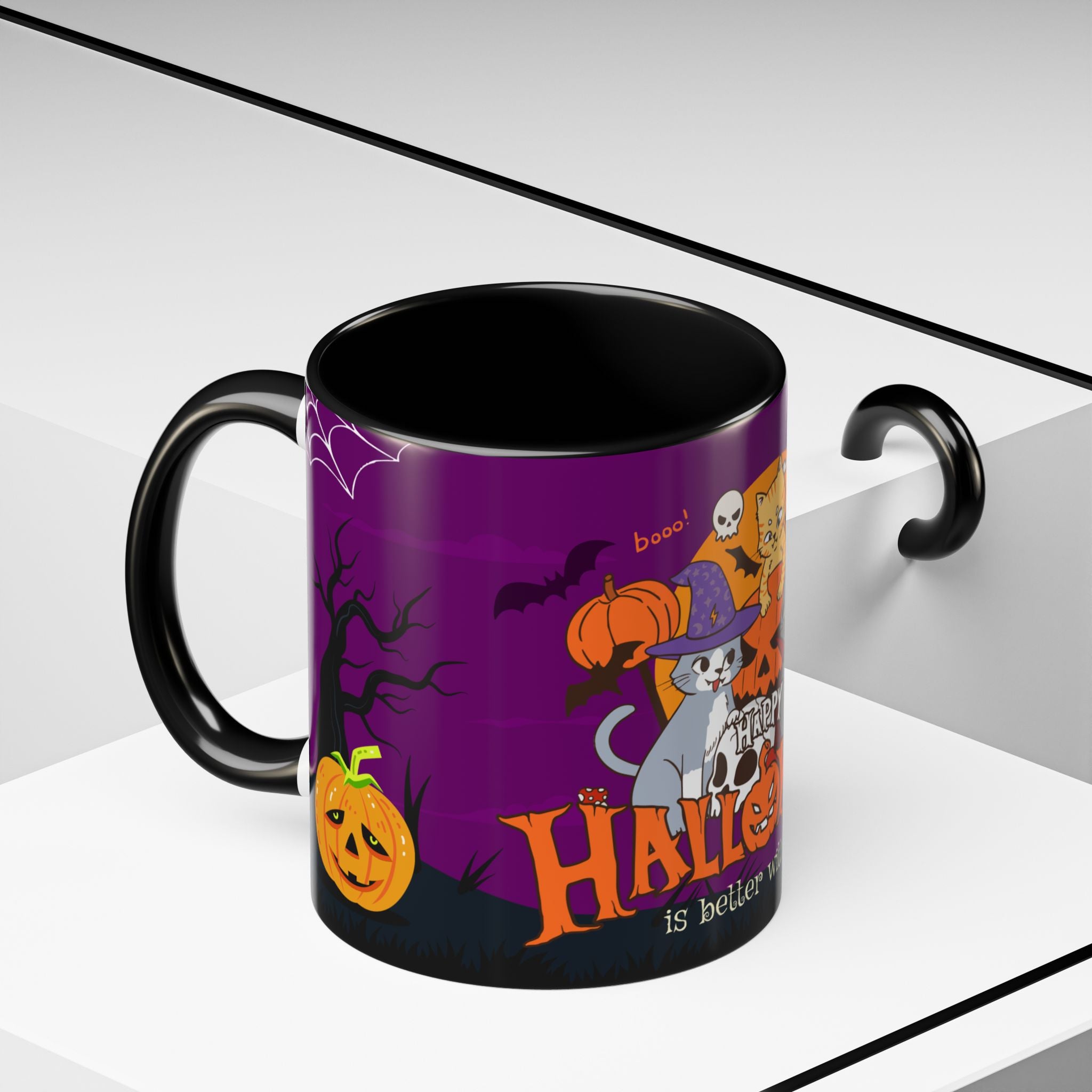 Happpy Halloween is better with Cats | Accent Coffee Mug