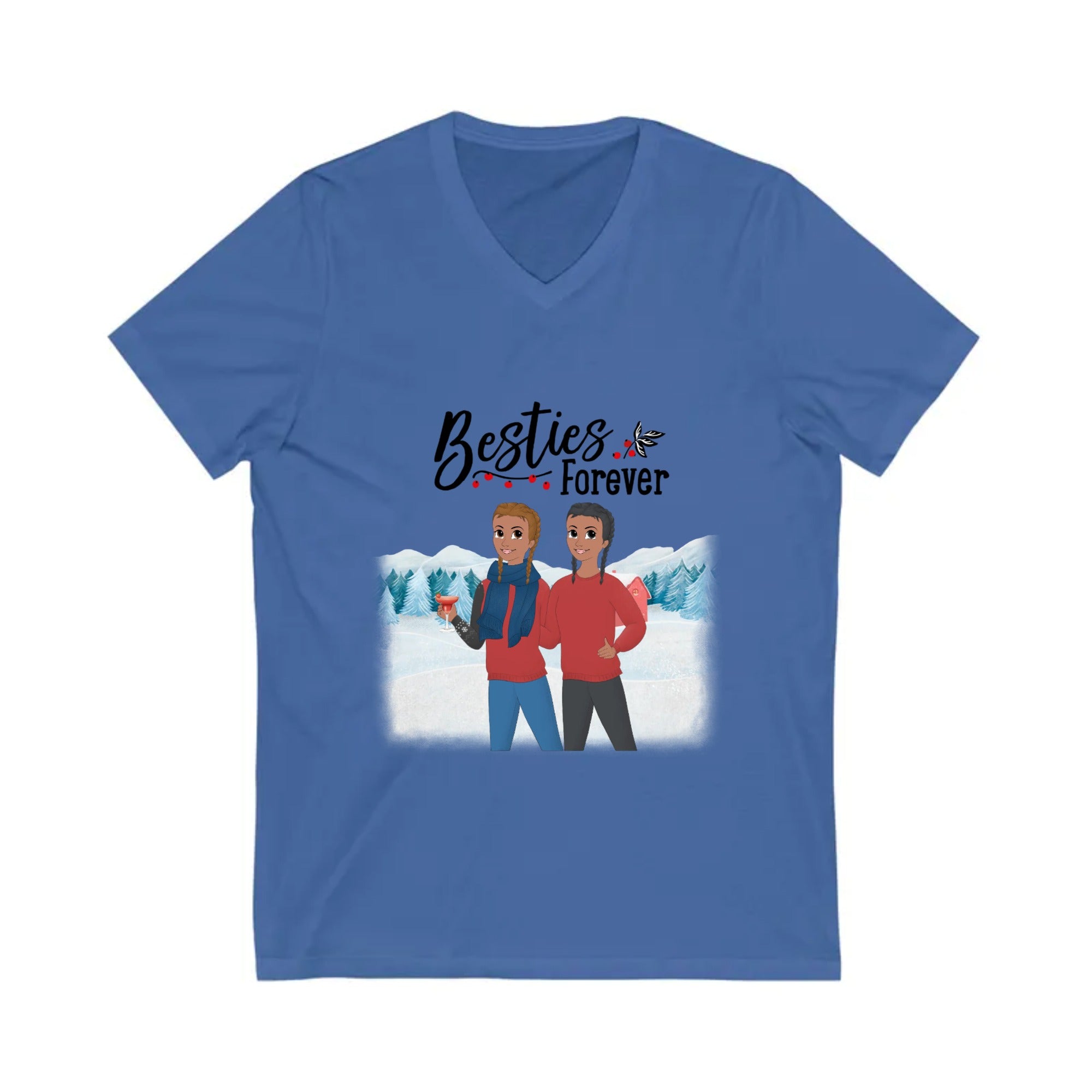 Besties forever | Unisex Jersey Short Sleeve V-Neck Tee