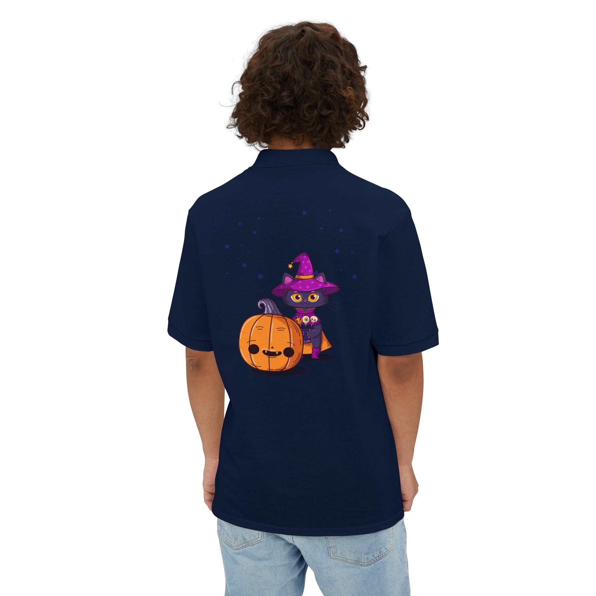 Halloween with Witch's Cats | Men's Piqué Polo
