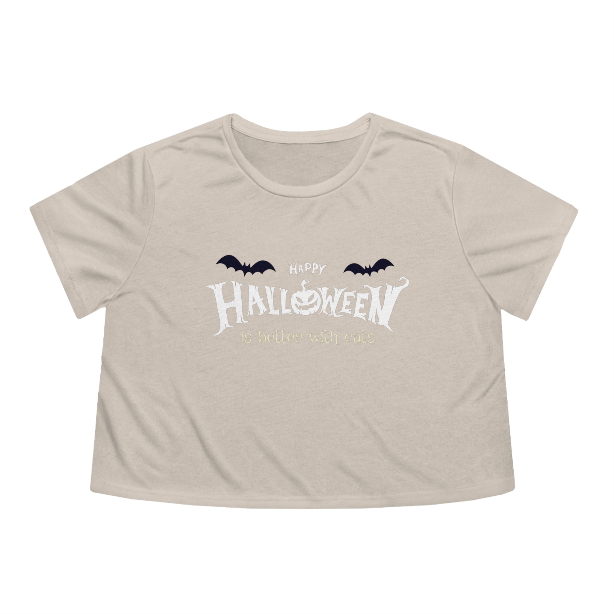 Halloween with Witch's Cats | Women's Flowy Cropped Tee