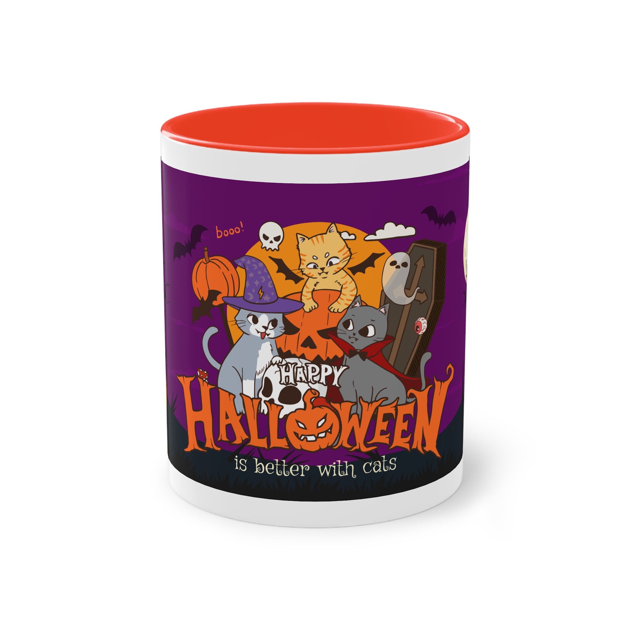 Happy Halloween is Better with Cats | Two-Tone Coffee Mug