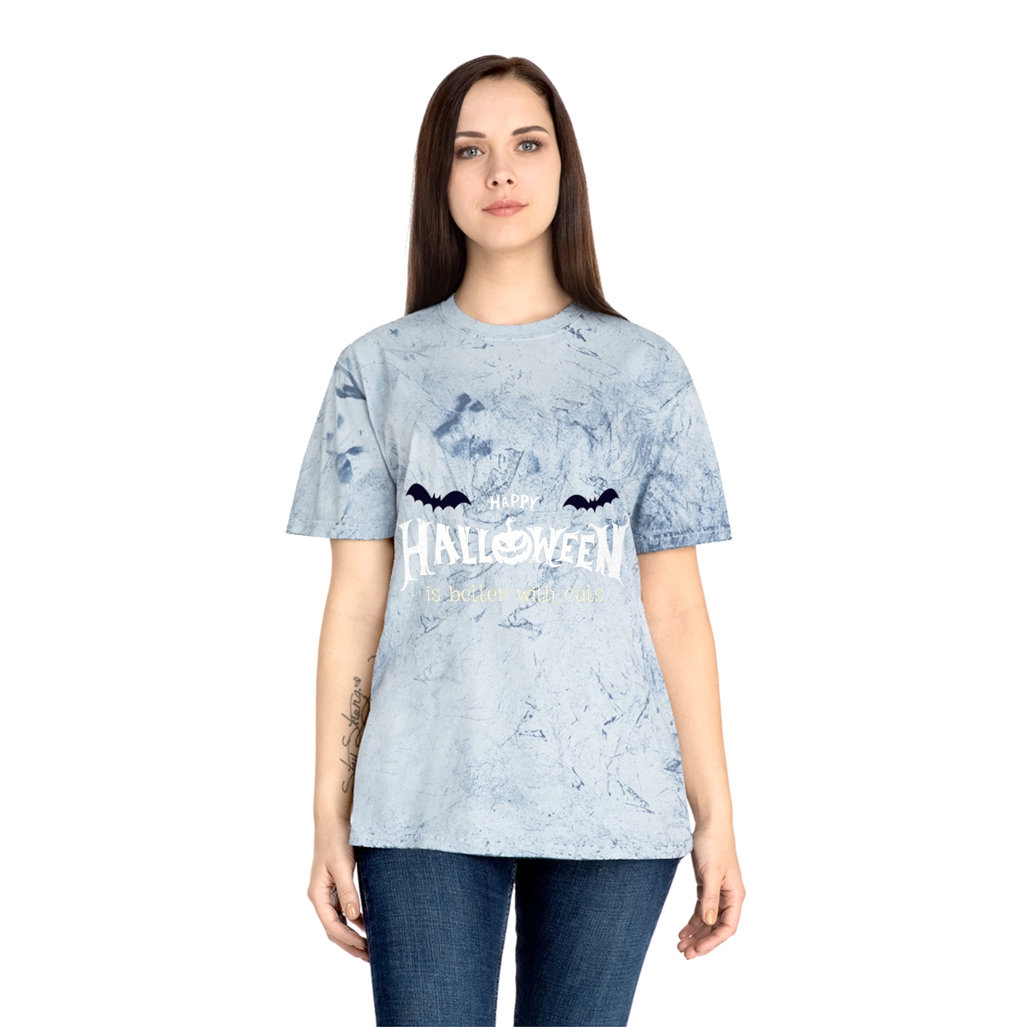 Halloween with Witch's Cats | Unisex Color Blast T-Shirt