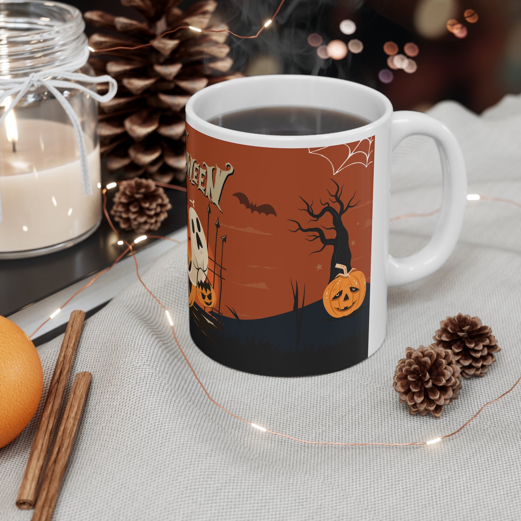 Happy Halloween with Pumpkin | White Ceramic Mug