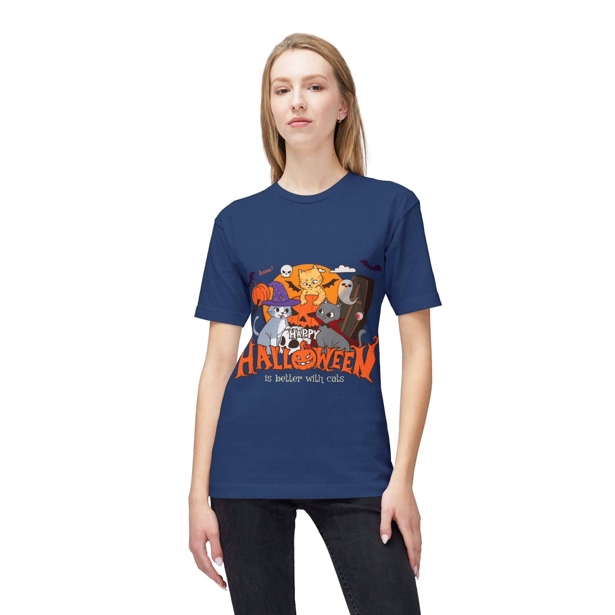 Halloween is Better with Cats | Unisex Midweight T-shirt, Made in US