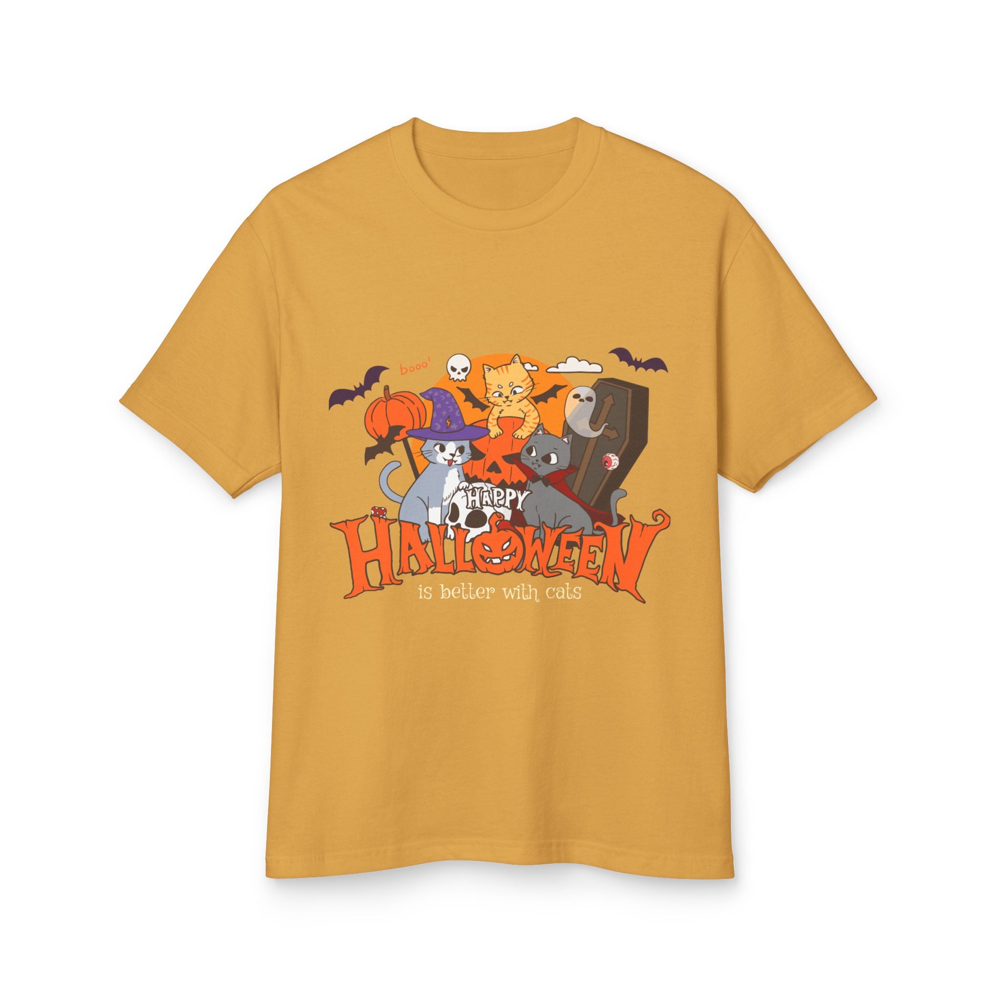 Halloween is Better with Cats | Unisex Garment-Dyed Heavyweight Cotton Tee
