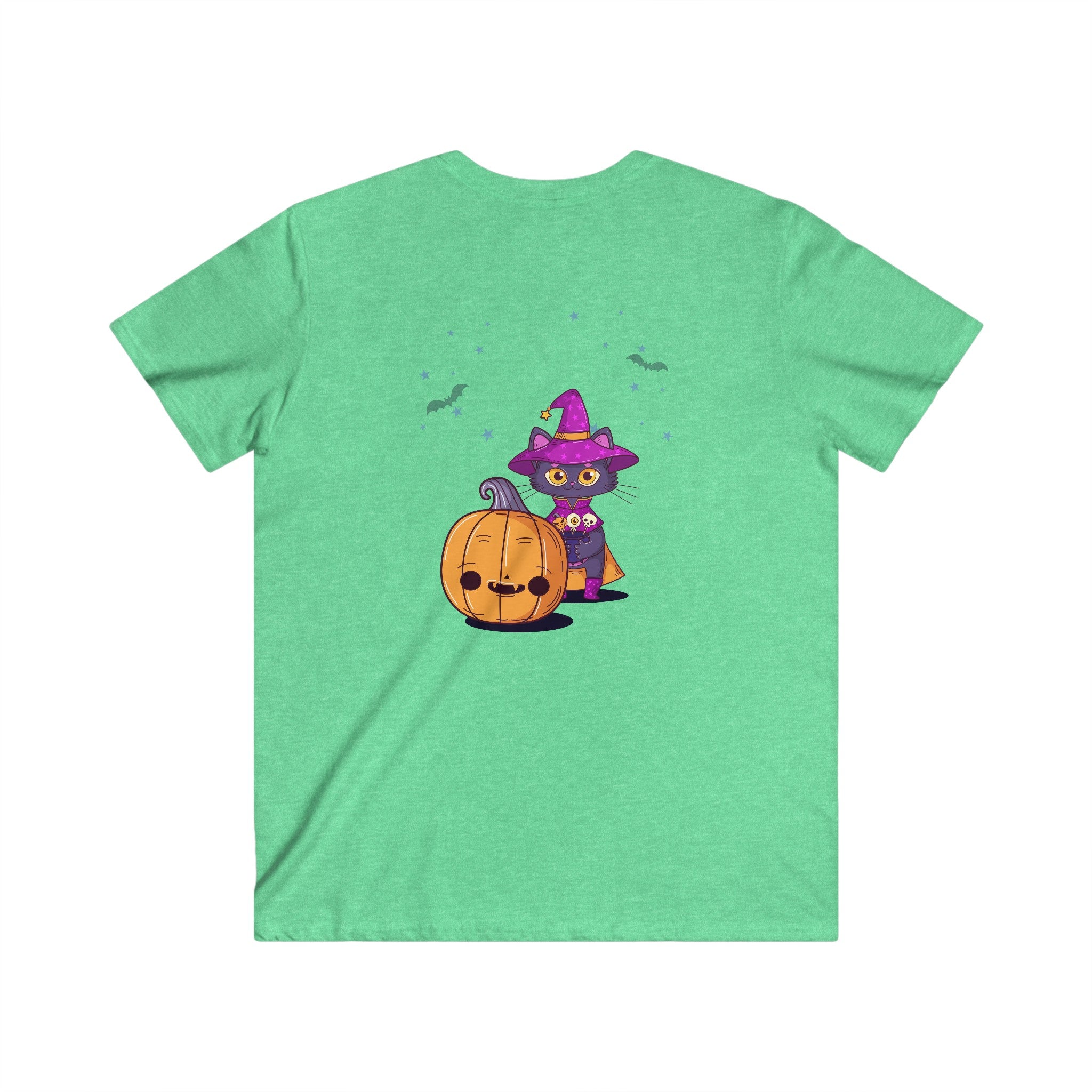 Halloween with Witch's Cats | Men's Fitted V-Neck Short Sleeve Tee