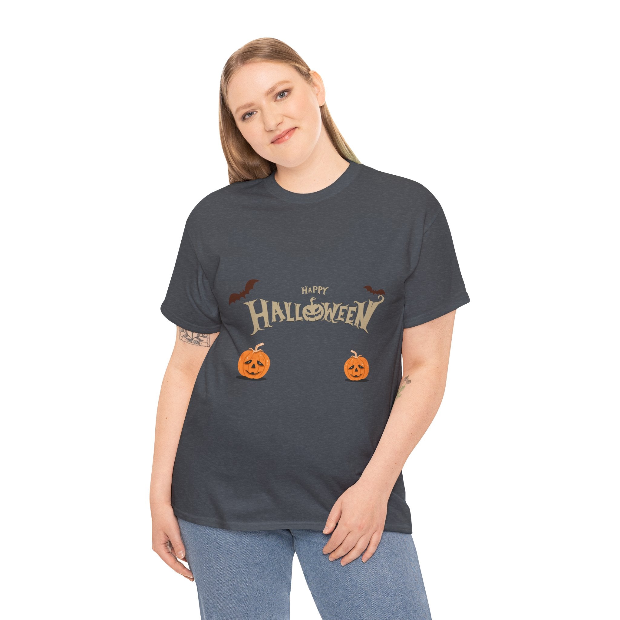 Halloween with Pumpkin | Unisex Heavy Cotton Tee