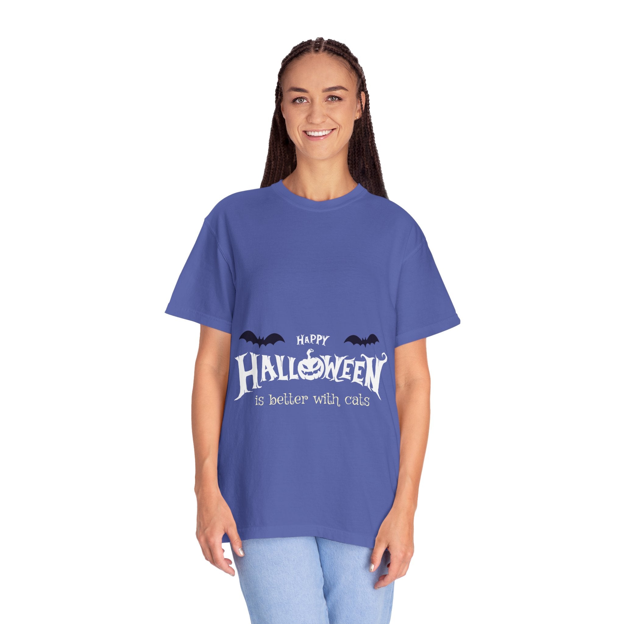 Halloween with Witch's Cats | Unisex Garment-Dyed T-shirt