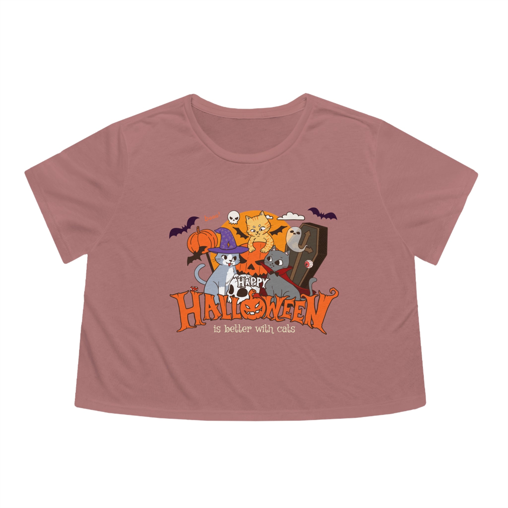 Halloween is Better with Cats | Women's Flowy Cropped Tee