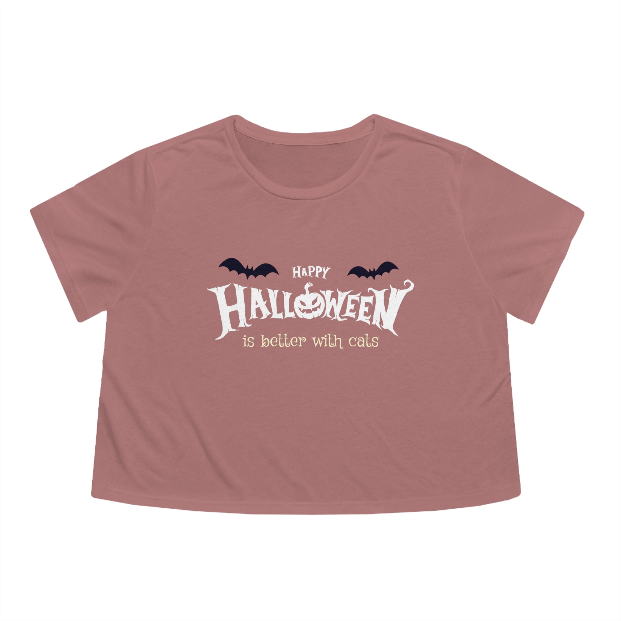 Halloween with Witch's Cats | Women's Flowy Cropped Tee