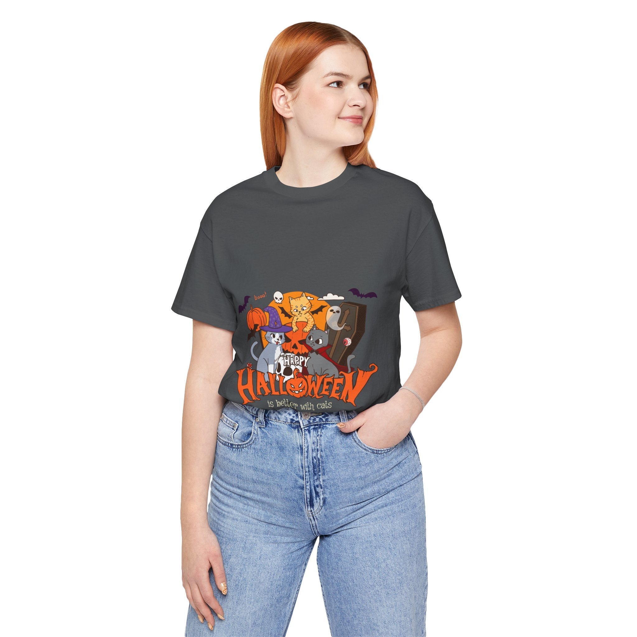 Halloween is Better with Cats | Unisex Jersey Short Sleeve Tee