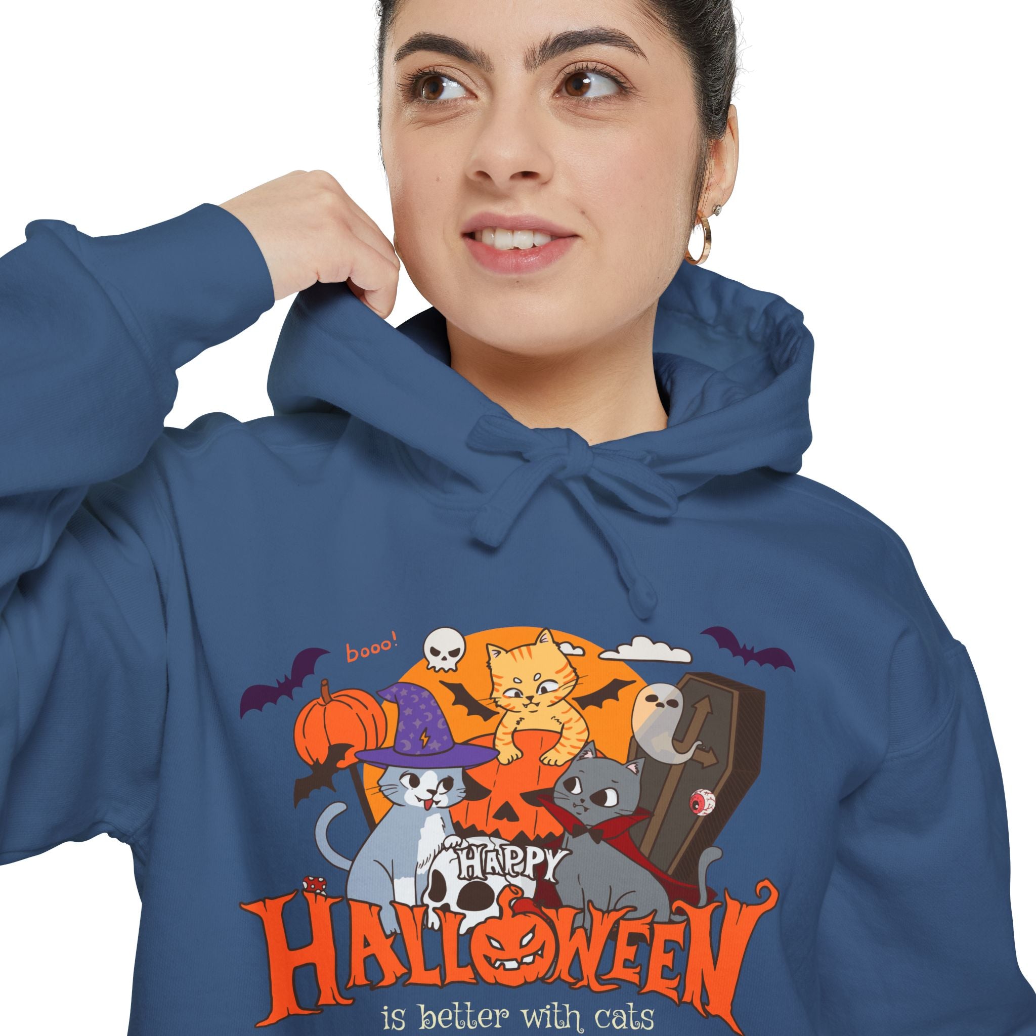 Halloween is Better with Cats | Unisex Garment-Dyed Hoodie