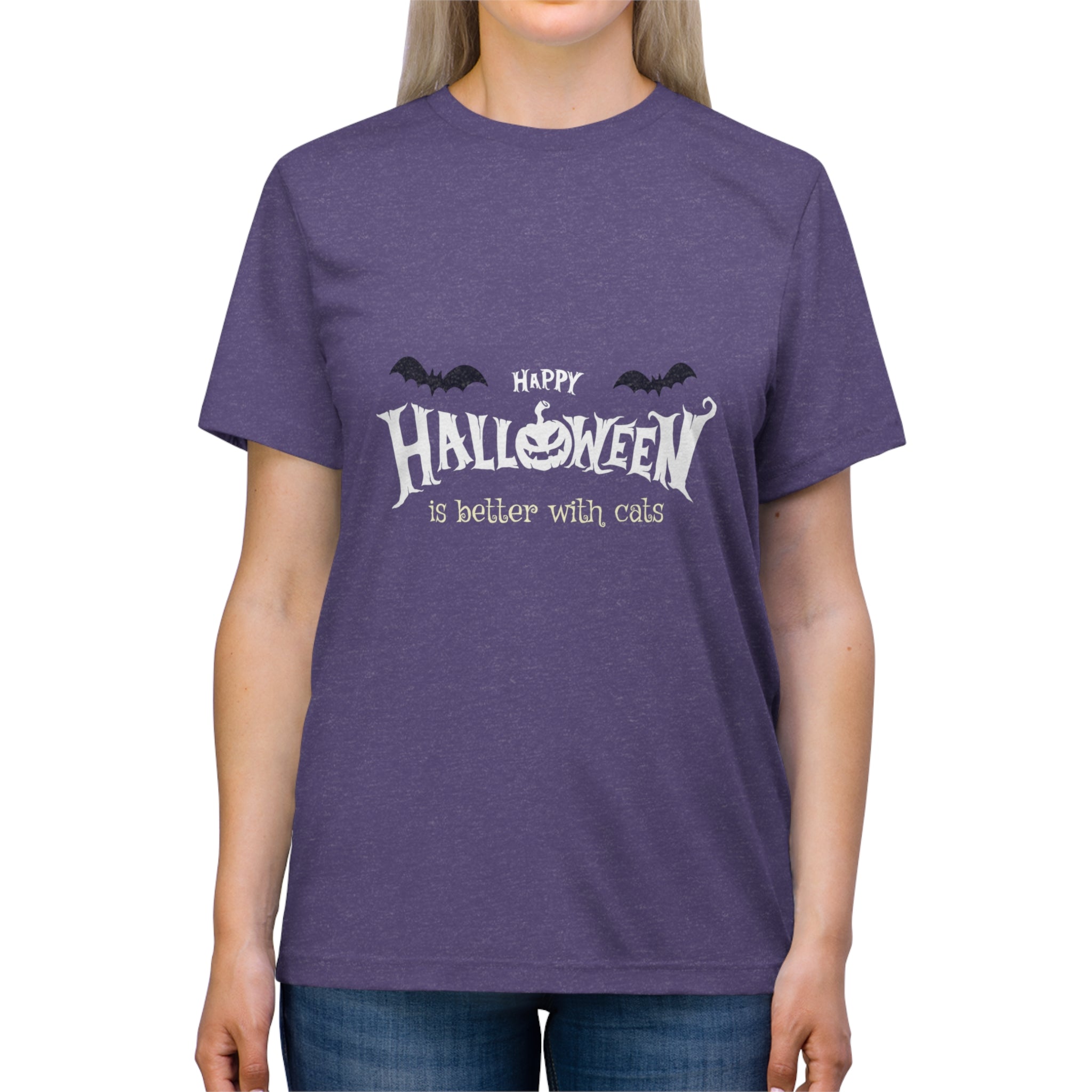 Halloween with Witch's Cats | Unisex Triblend Tee