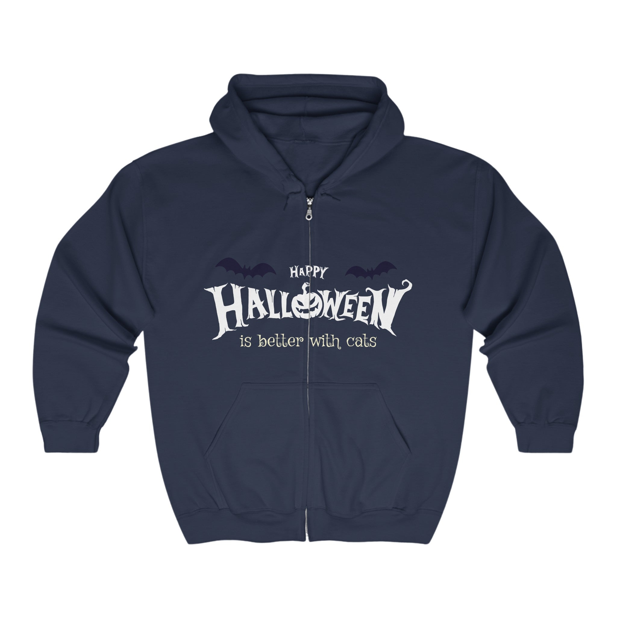 Halloween with Witch's Cats | Unisex Heavy Blend Full Zip Hooded Sweatshirt