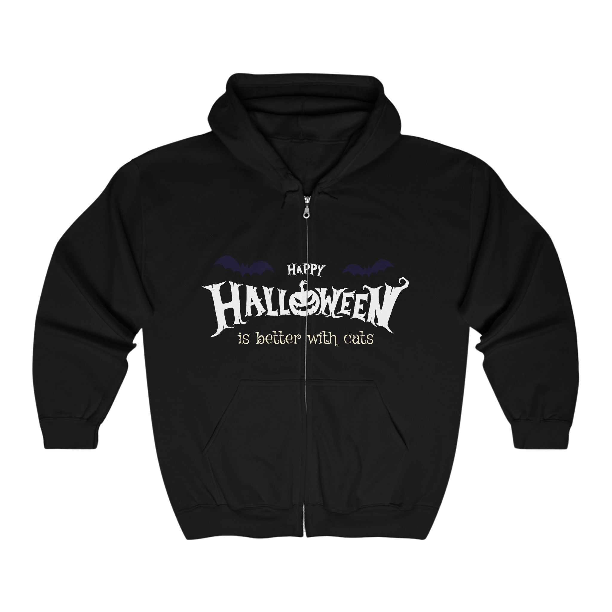 Halloween with Witch's Cats | Unisex Heavy Blend Full Zip Hooded Sweatshirt