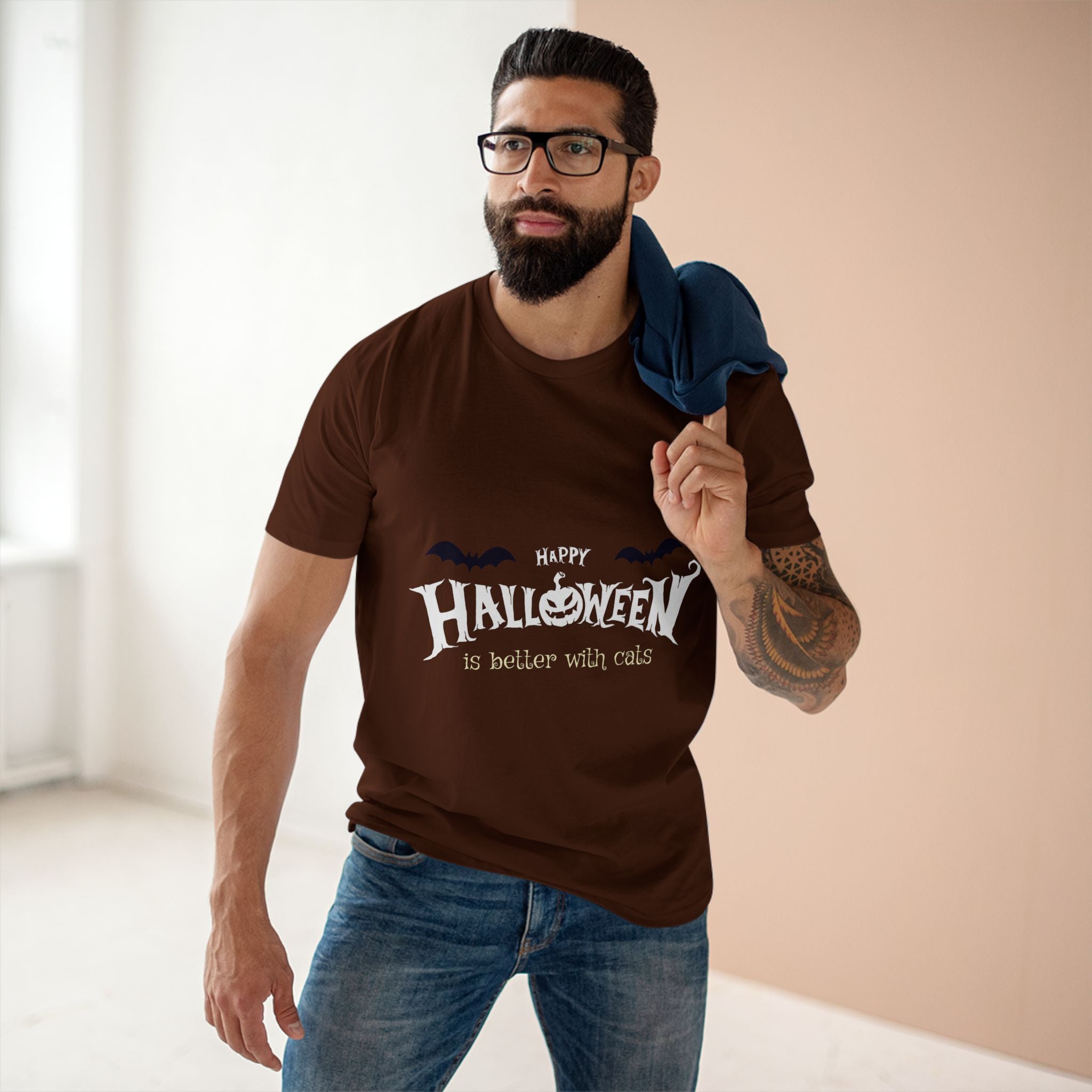 Halloween with Witch's Cats | Men's Staple Tee
