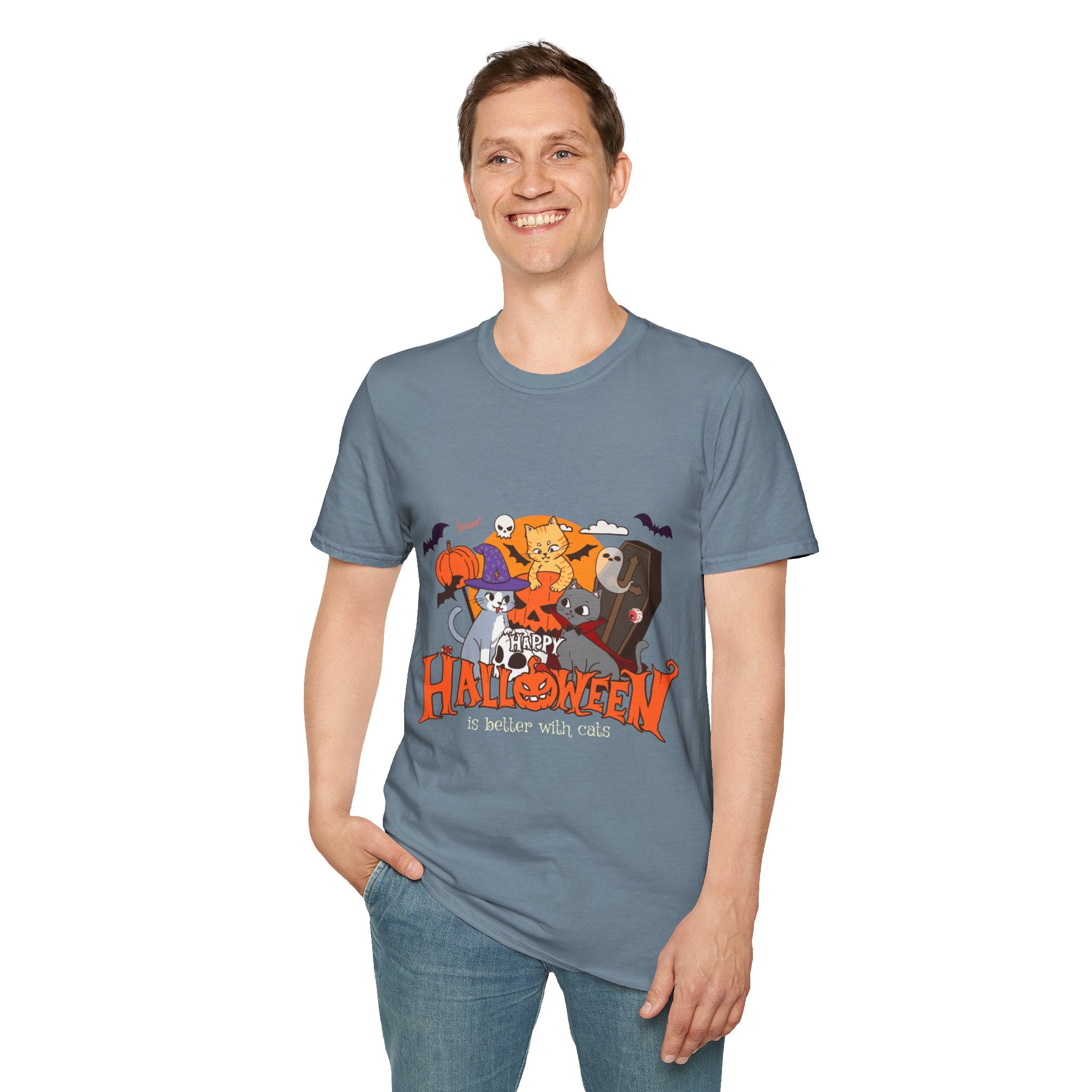 Halloween is Better with Cats | Unisex Softstyle T-Shirt