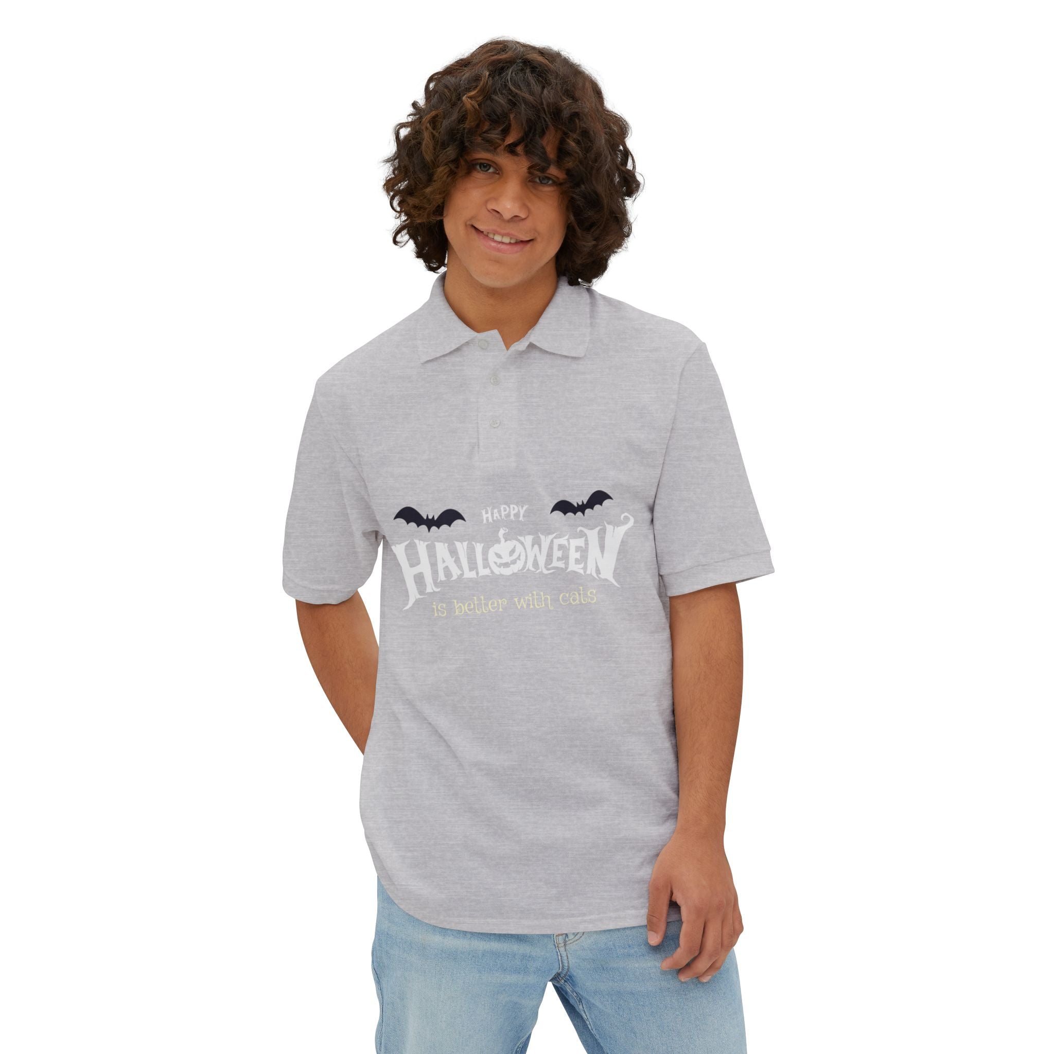 Halloween with Witch's Cats | Men's Piqué Polo