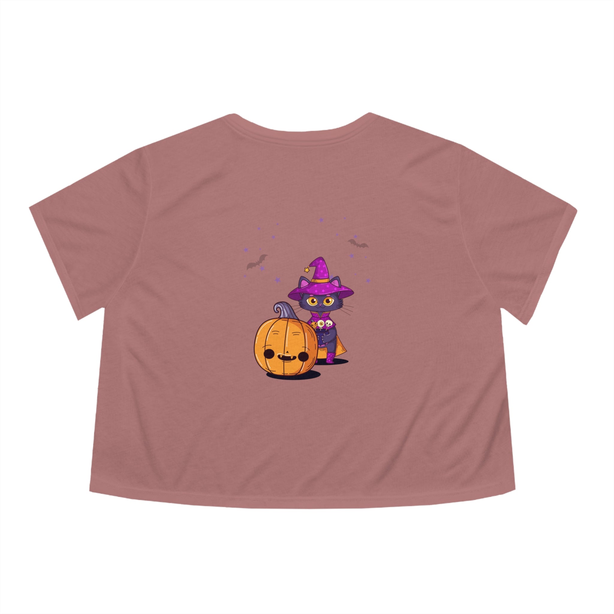 Halloween with Witch's Cats | Women's Flowy Cropped Tee