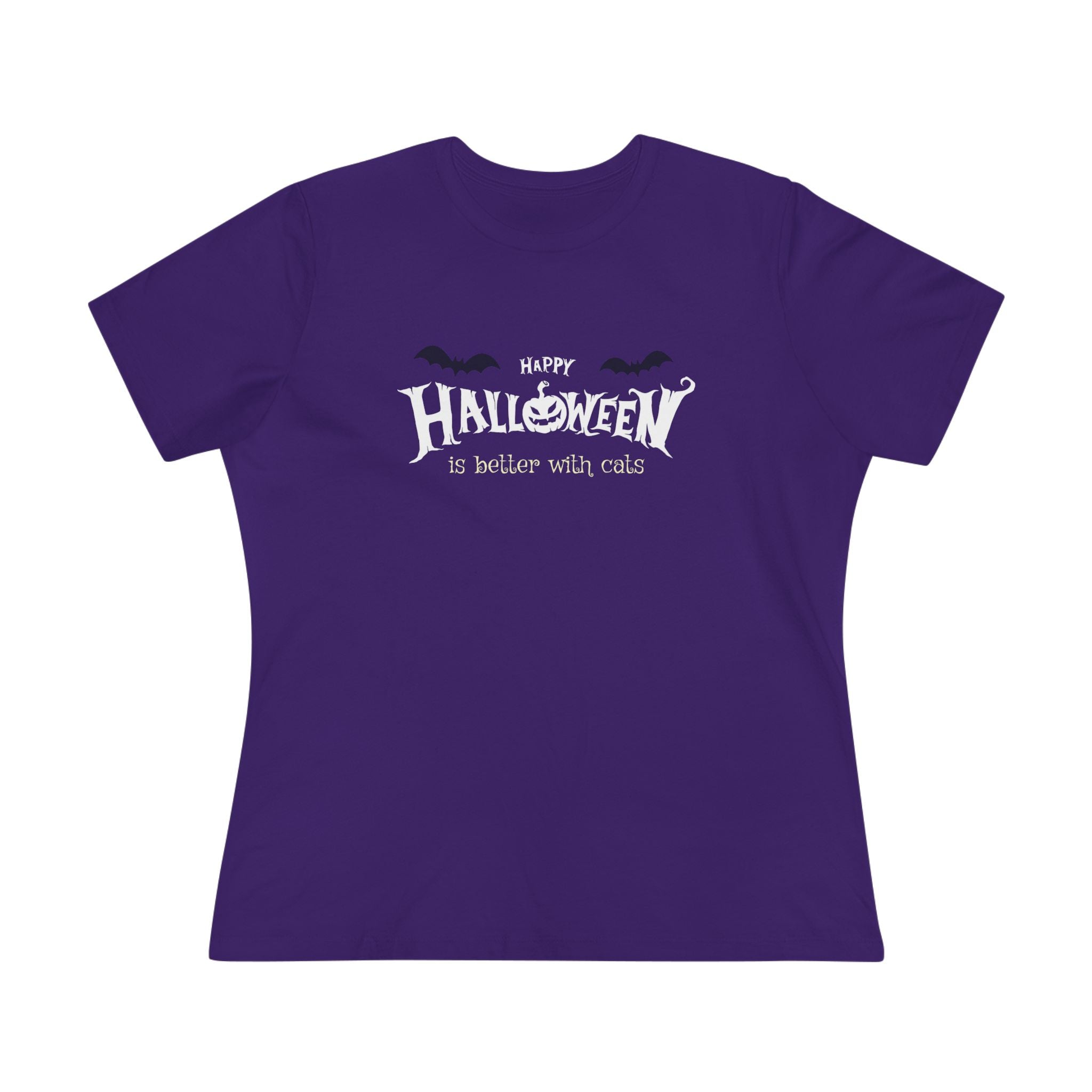 Halloween with Witch's Cats | Women's Cotton Tee