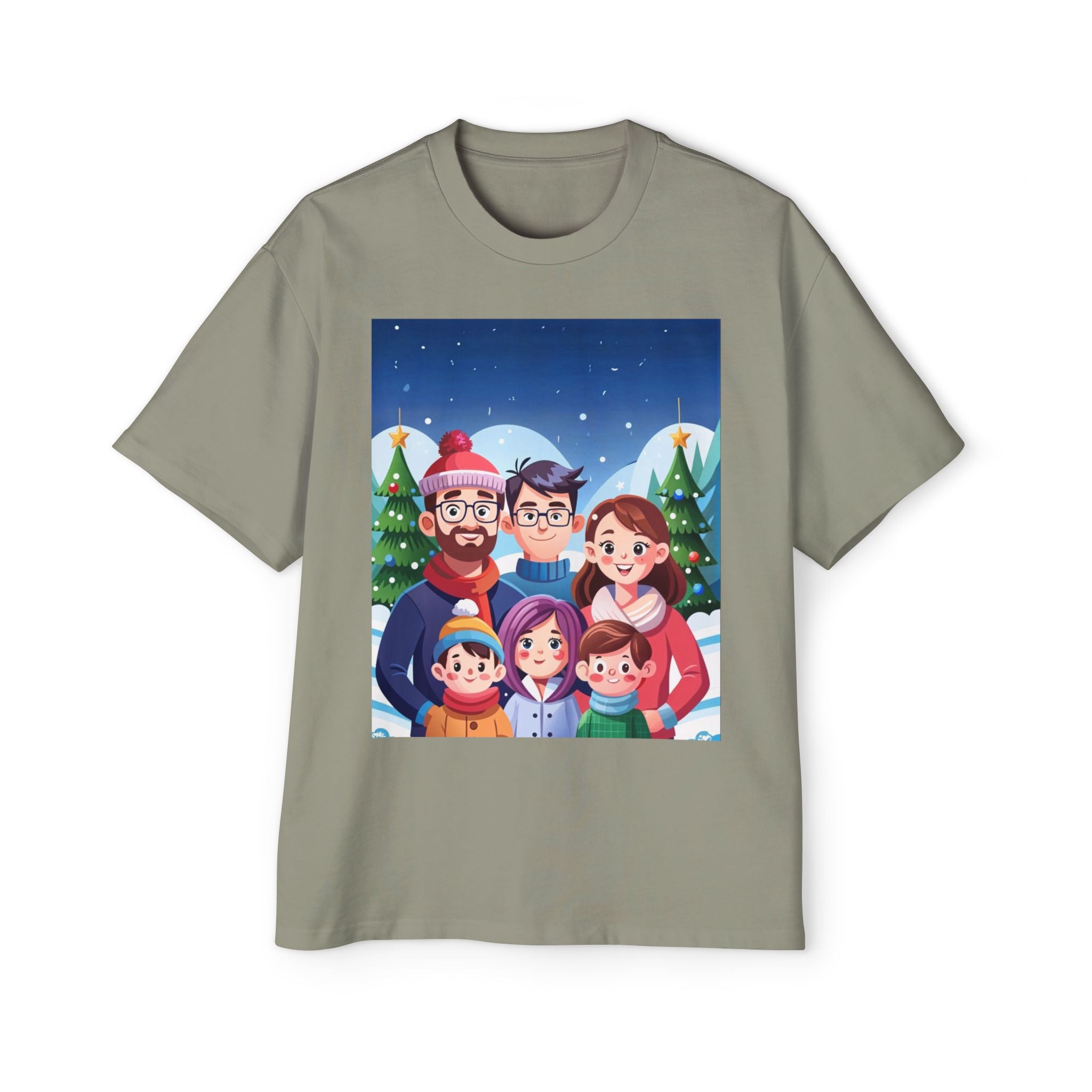 Happy Christmas with Family | Men's Heavy Oversized Tee