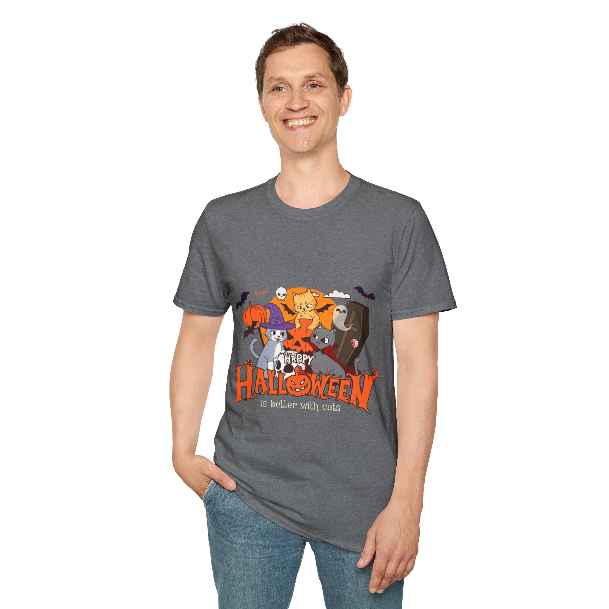 Halloween is Better with Cats | Unisex Softstyle T-Shirt