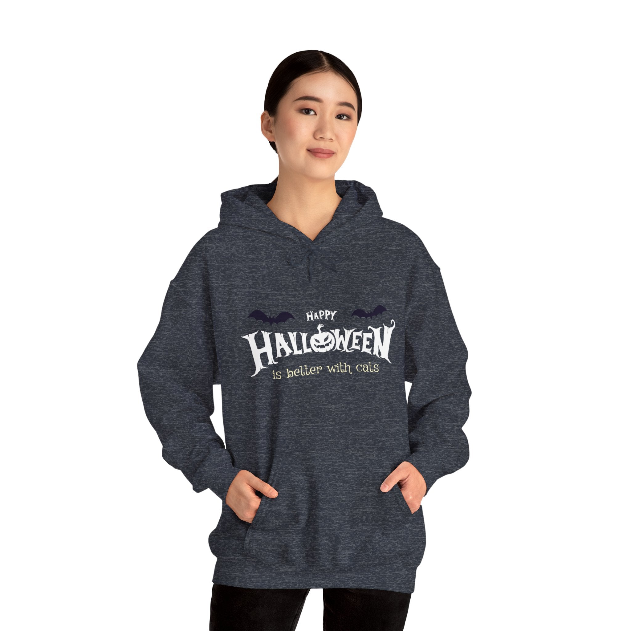 Halloween with Witch's Cats | Unisex Heavy Blend Hooded Sweatshirt