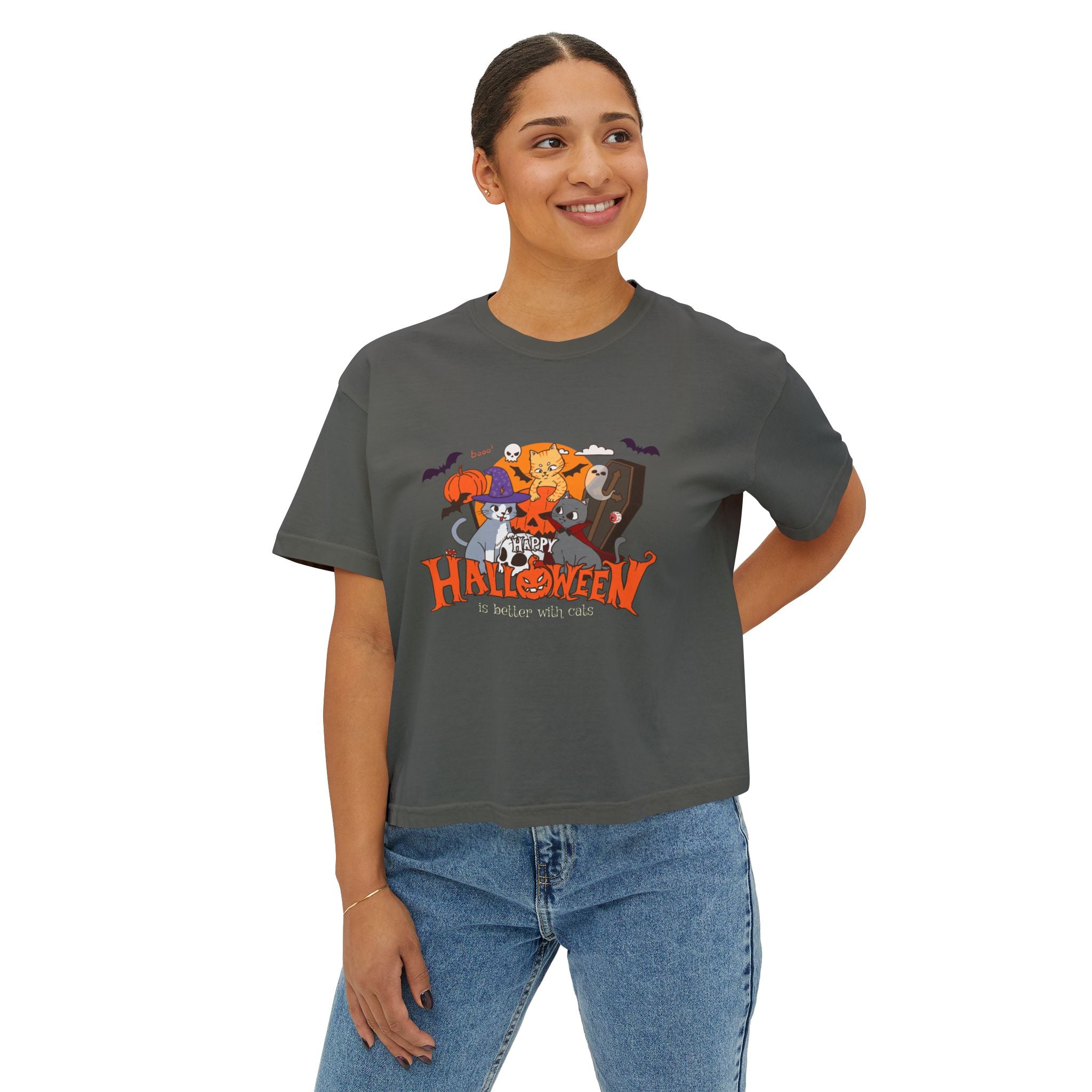Halloween is Better with Cats | Women's Boxy Tee