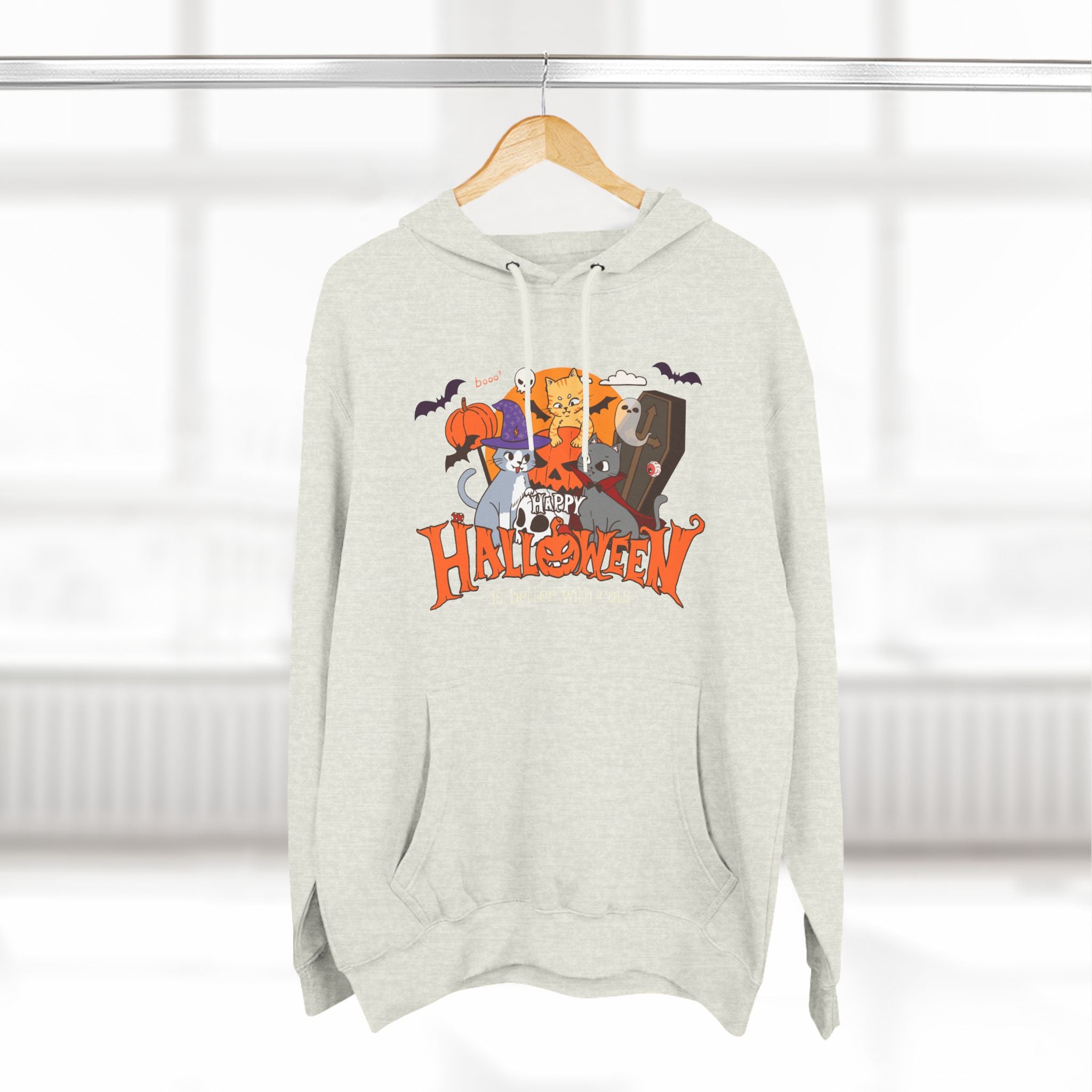Halloween is Better with Cats | Three-Panel Fleece Hoodie