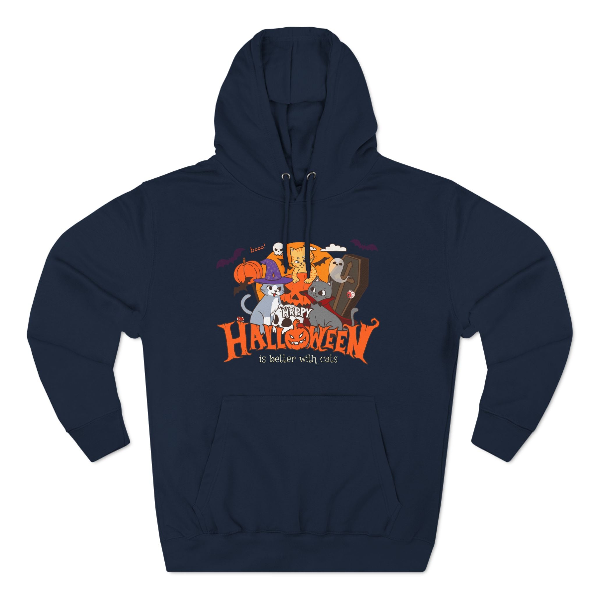 Halloween is Better with Cats | Three-Panel Fleece Hoodie