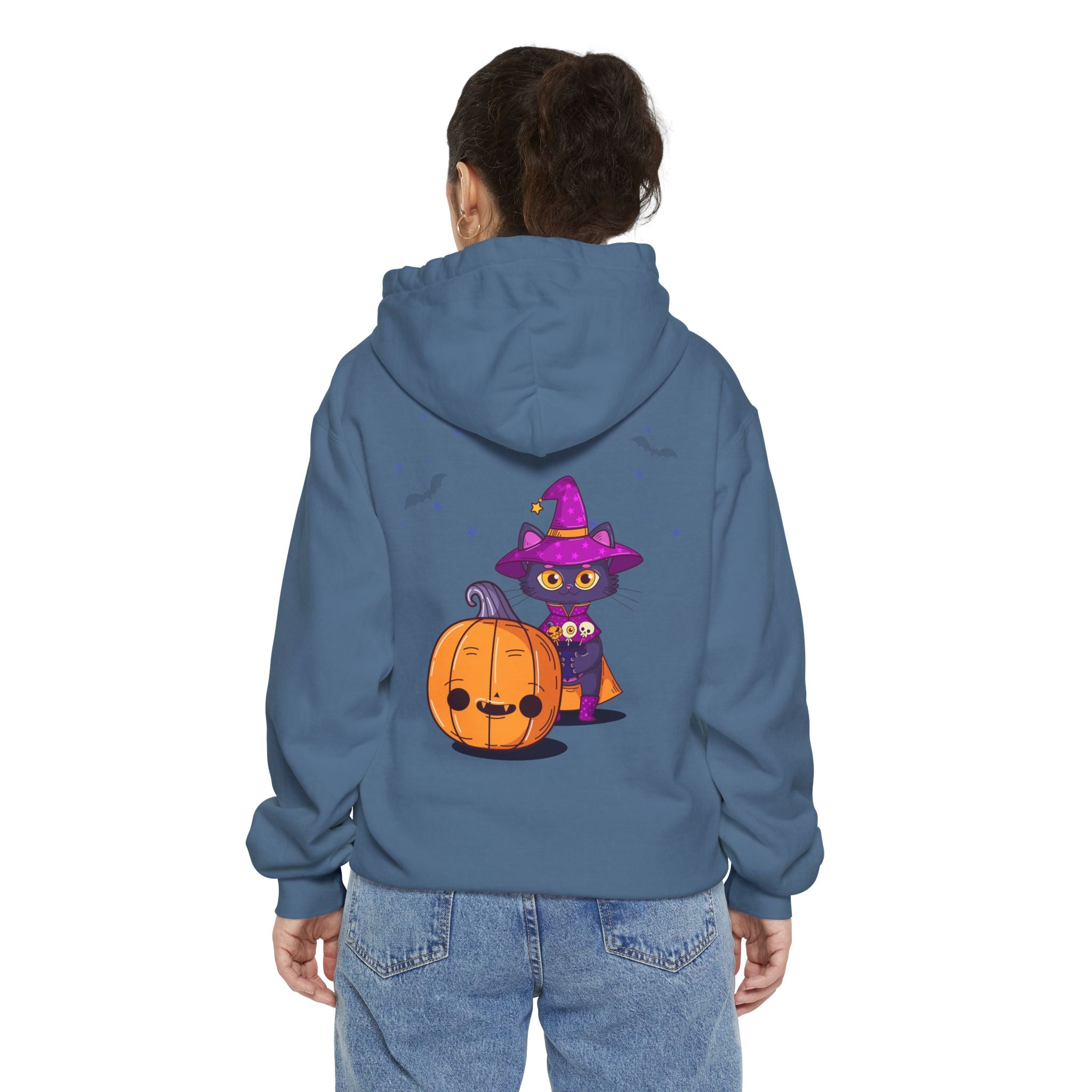 Halloween with Witch's Cats | Unisex Garment-Dyed Hoodie