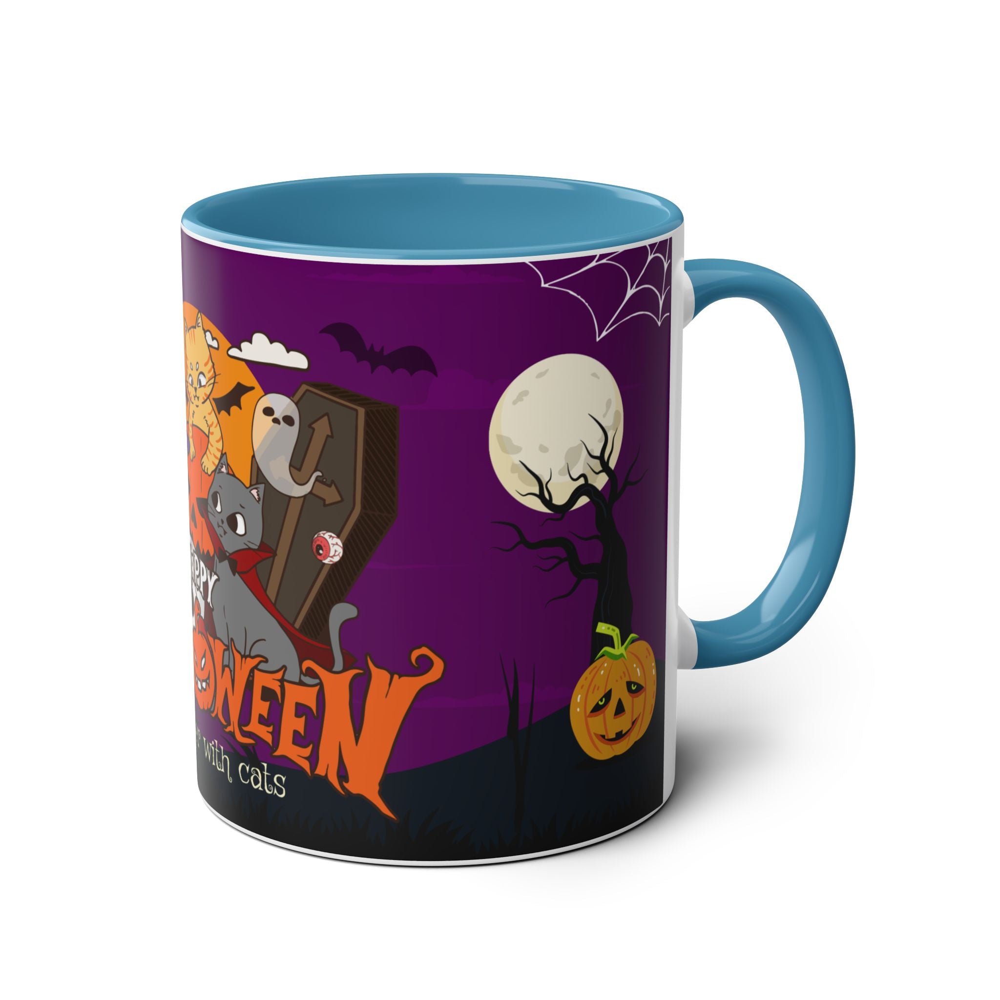 Happy Halloween is Better with Cats | Two-Tone Coffee Mugs