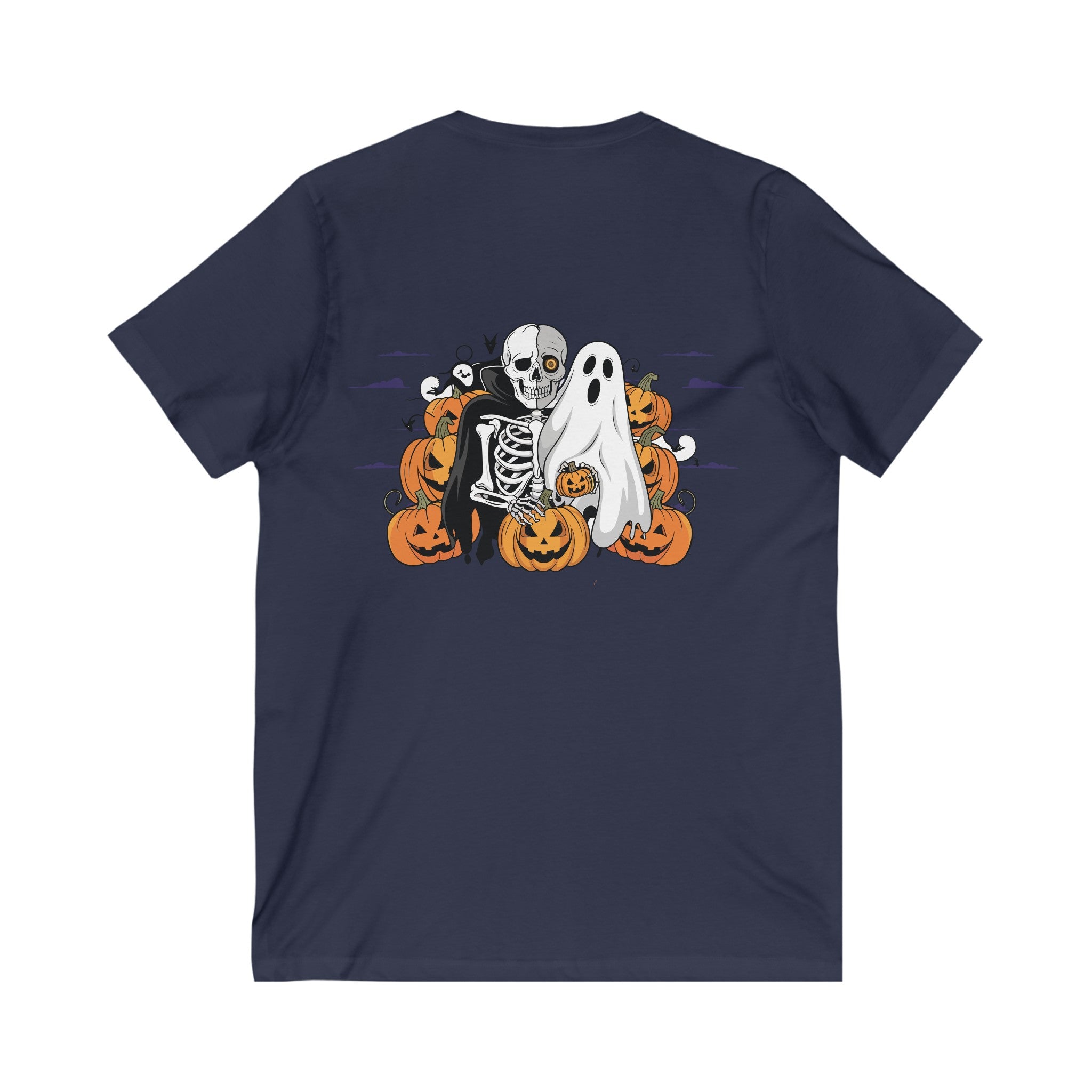 Halloween with Bats| Unisex Jersey Short Sleeve V-Neck Tee