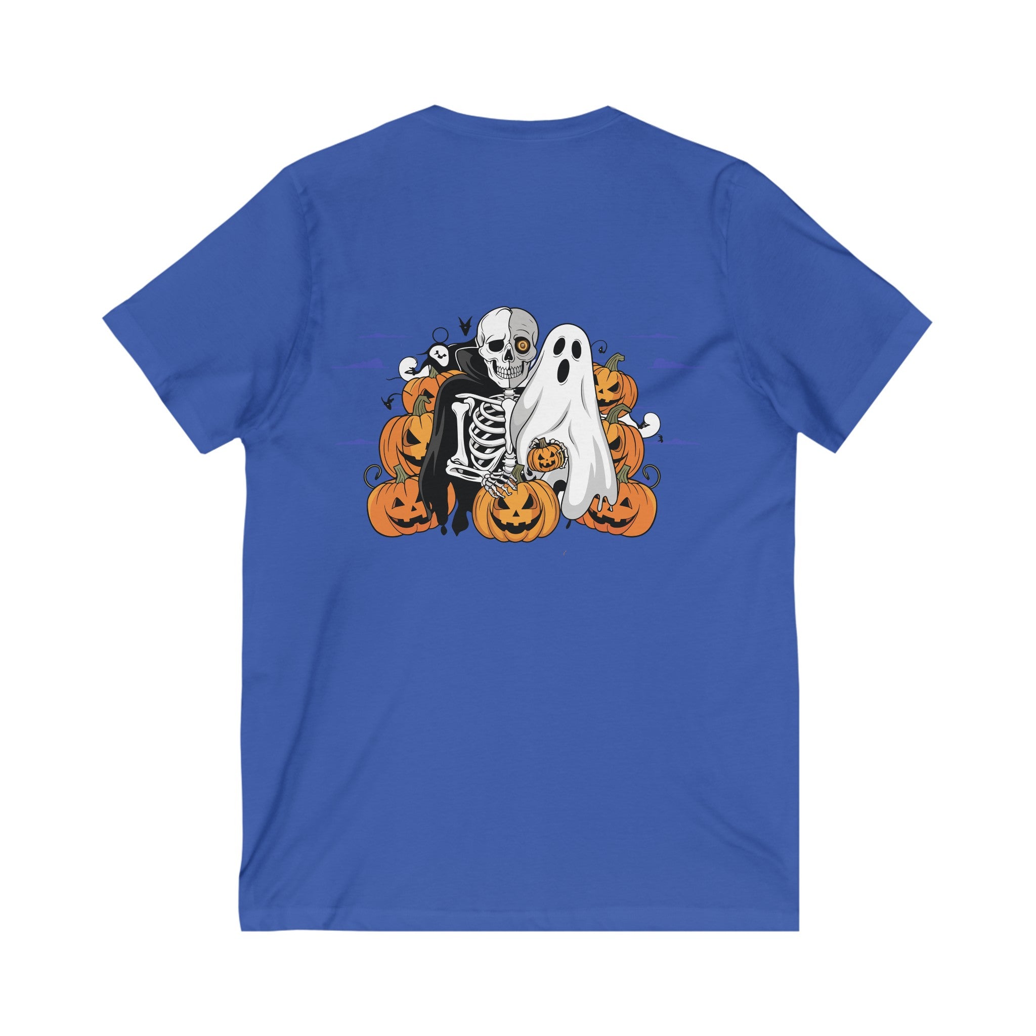 Halloween with Bats| Unisex Jersey Short Sleeve V-Neck Tee
