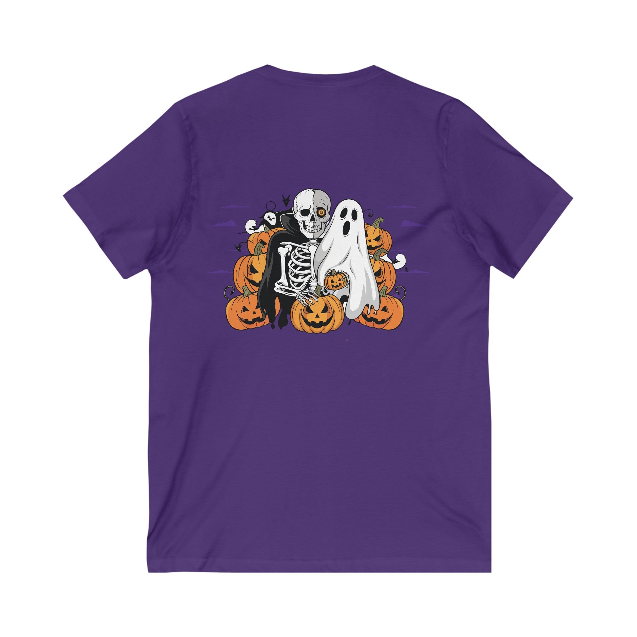 Halloween with Bats| Unisex Jersey Short Sleeve V-Neck Tee