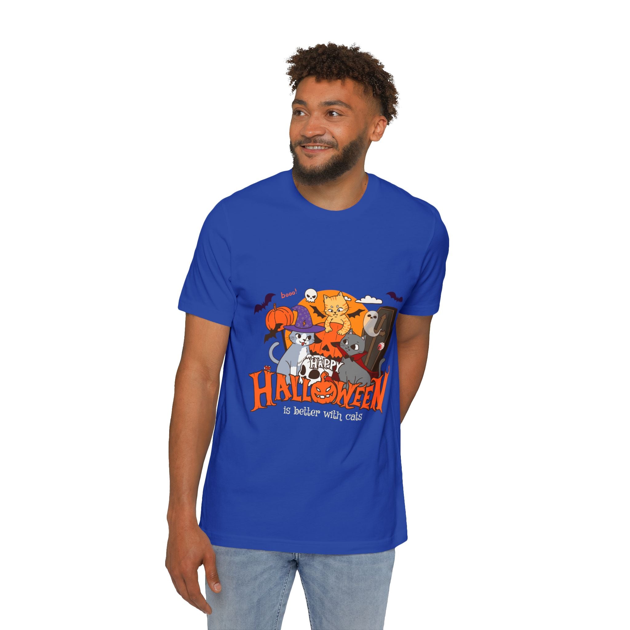 Halloween is Better with Cats | USA-Made Unisex Short-Sleeve Jersey T-Shirt