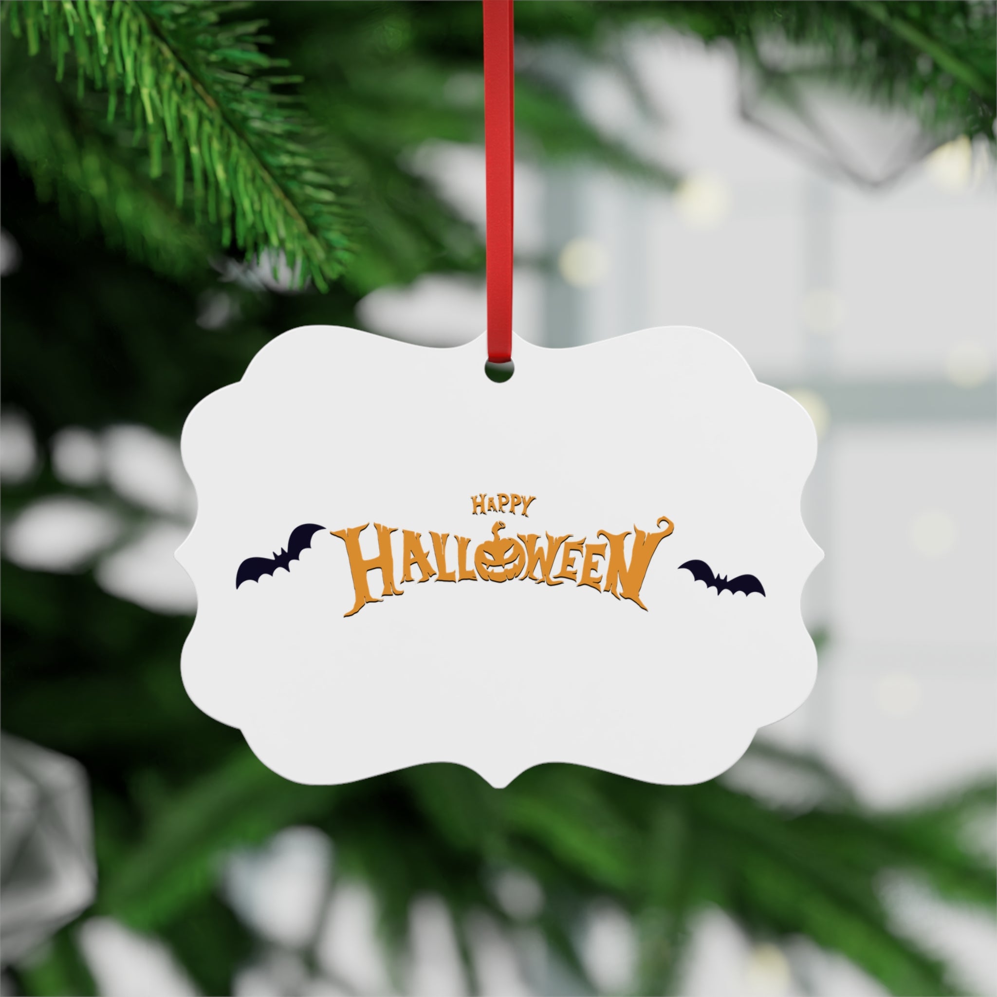 Halloween with Bats | Metal Plaque Ornament