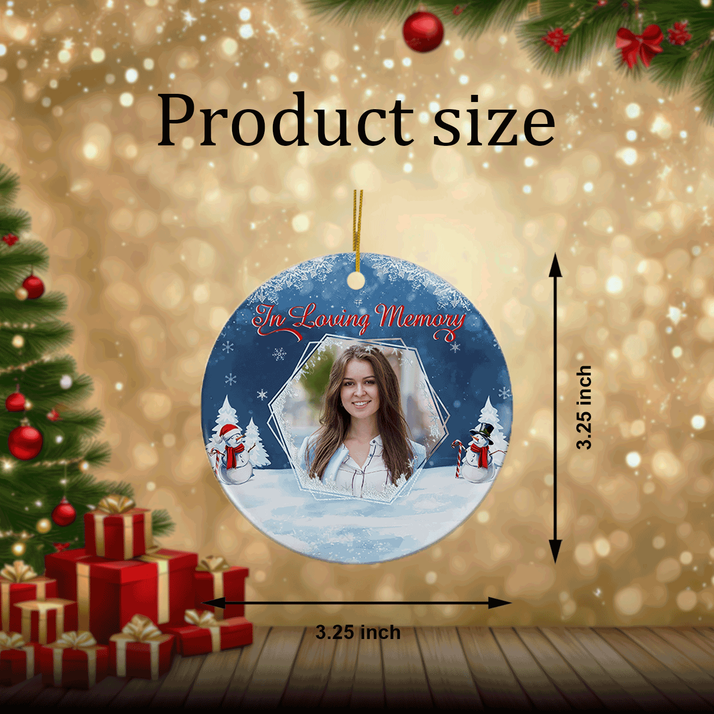 In Loving Memory with Snowman and Snowflakes | Christmas | Ceramic Ornament