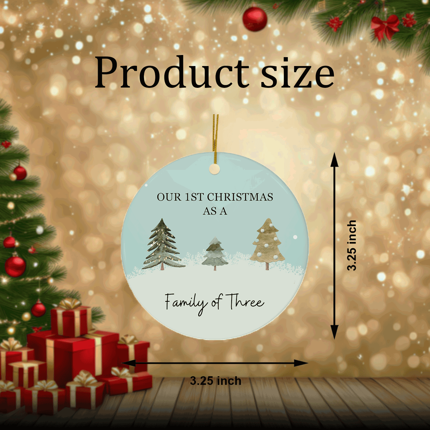 Our First Christmas as a Family of Three | Celebrate New Beginnings | Ceramic Ornament