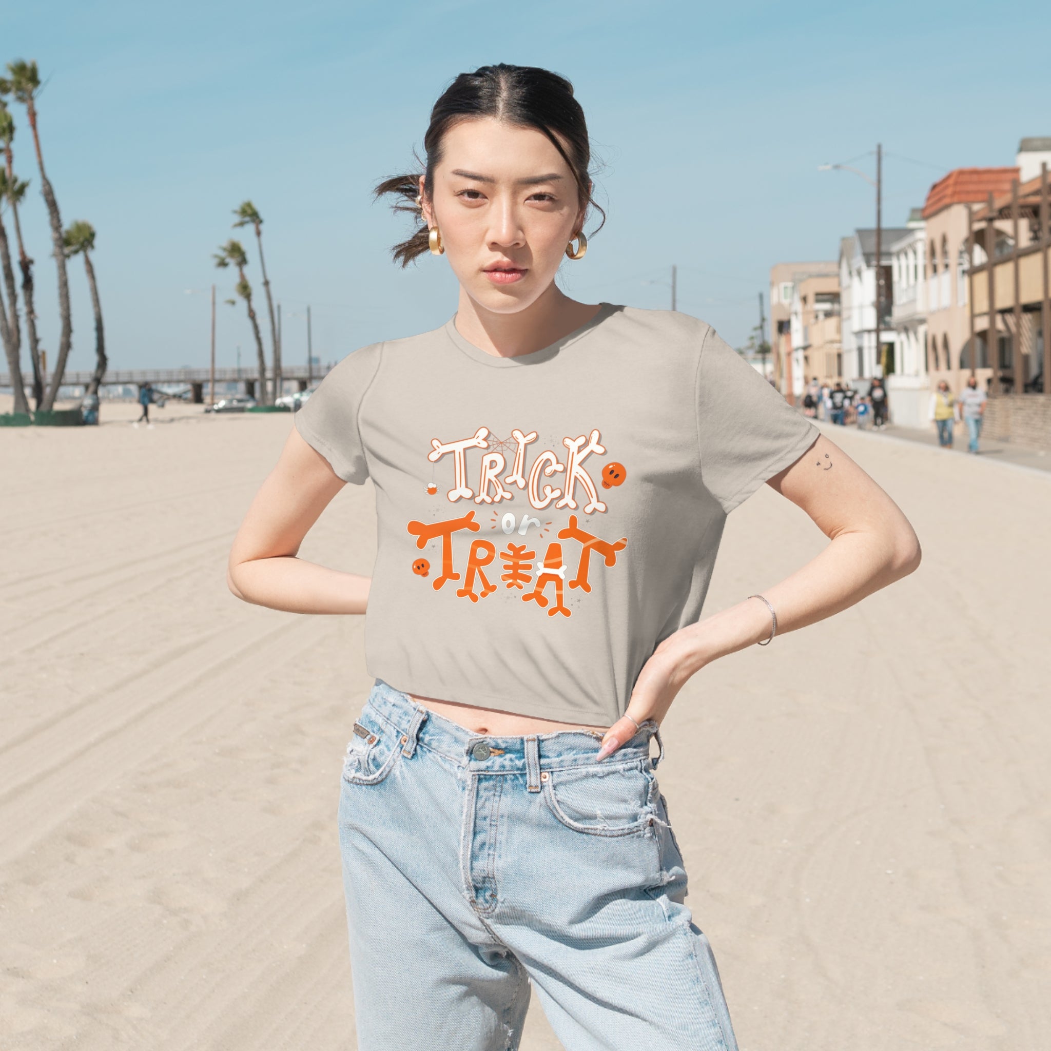 Halloween Trick or Treat | Women's Flowy Cropped Tee