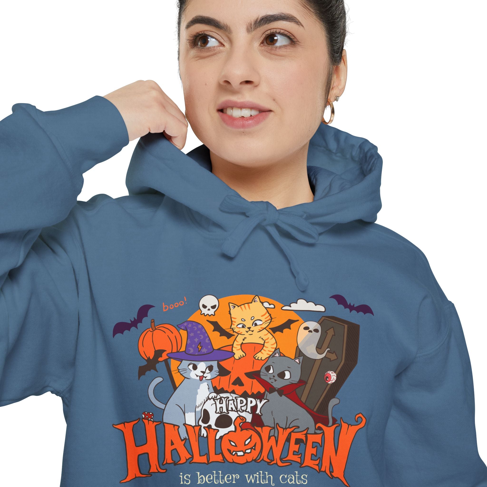 Halloween is Better with Cats | Unisex Garment-Dyed Hoodie