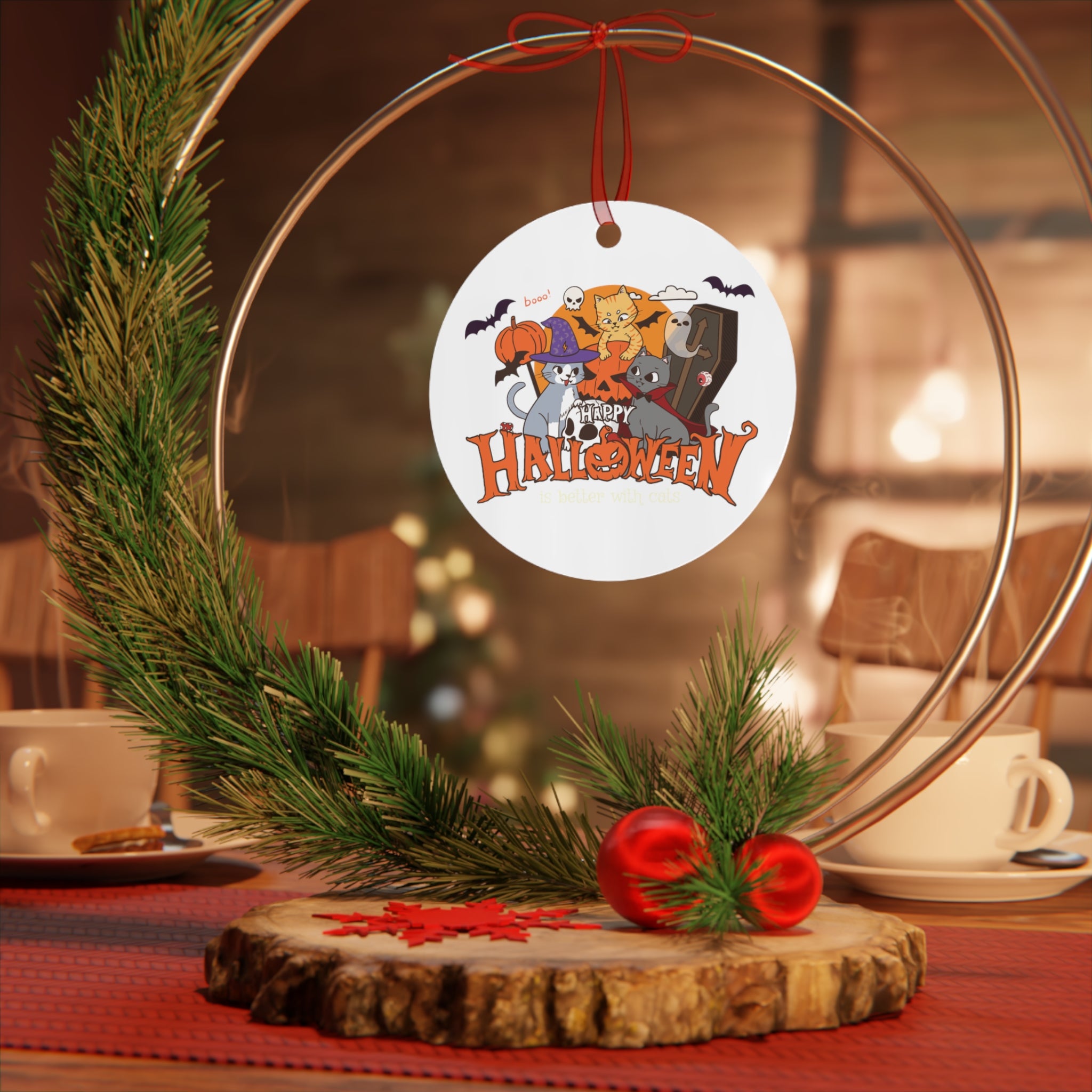 Halloween is Better with Cats | Metal Ornaments