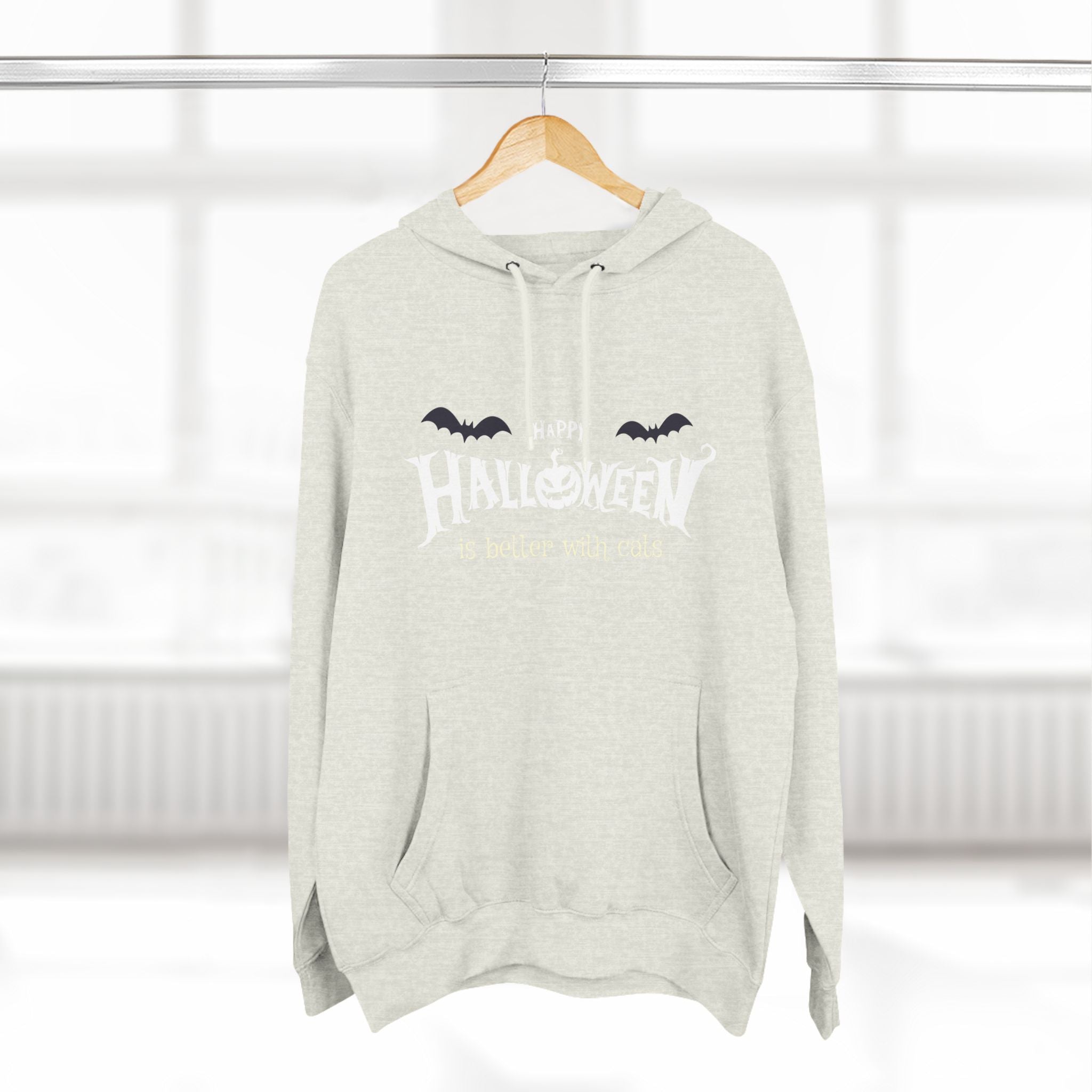 Halloween with Witch's Cats | Three-Panel Fleece Hoodie