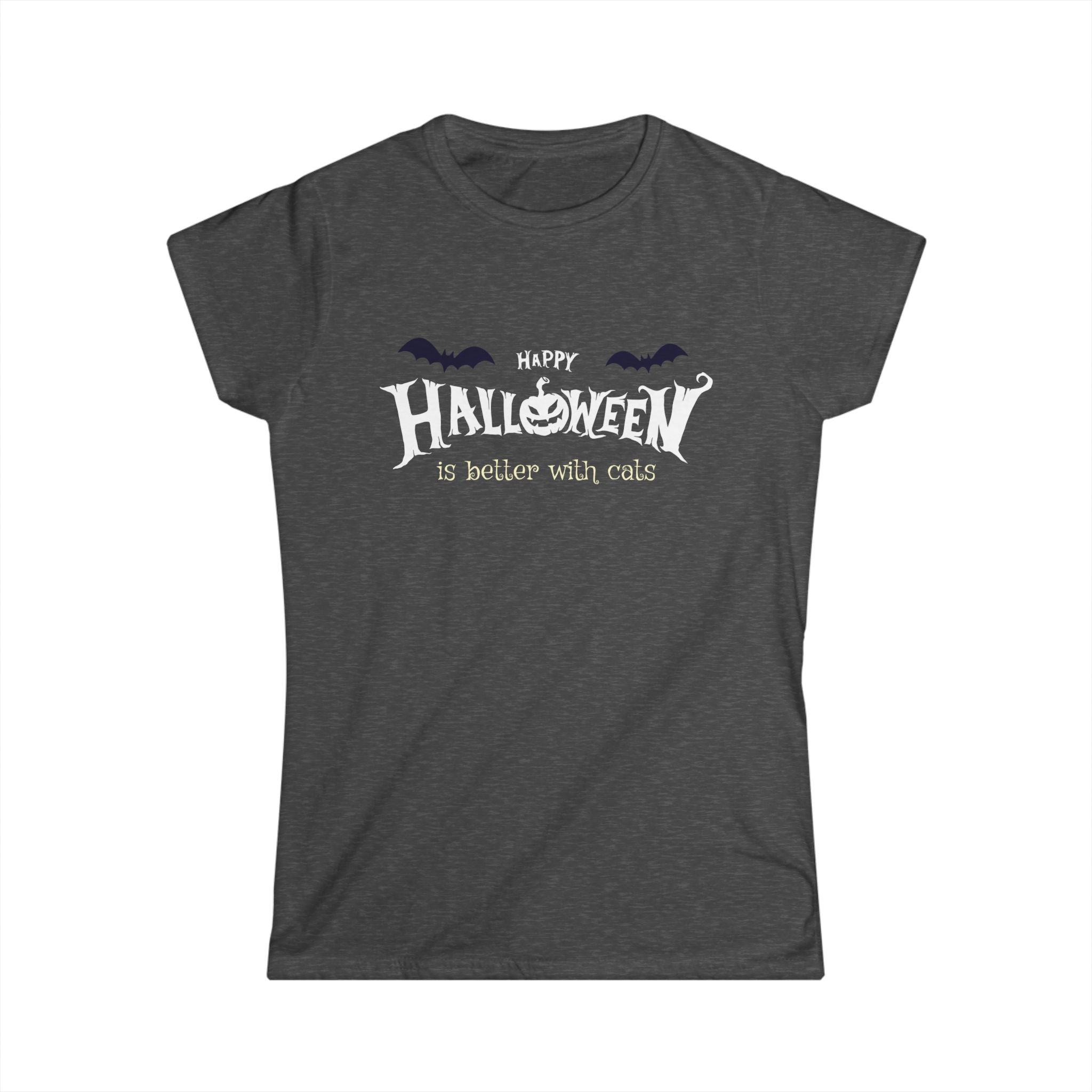 Halloween with Witch's Cats | Women's Softstyle Tee